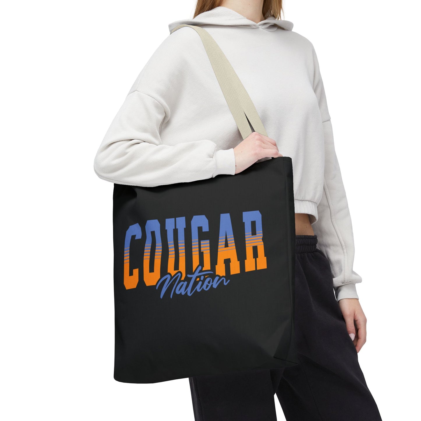 Personalized Team Mascot Nation Tote Bag – Custom School Colors & Collegiate Stripes