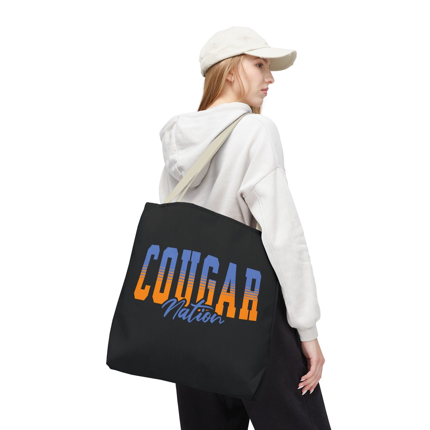 Personalized Team Mascot Nation Tote Bag – Custom School Colors & Collegiate Stripes
