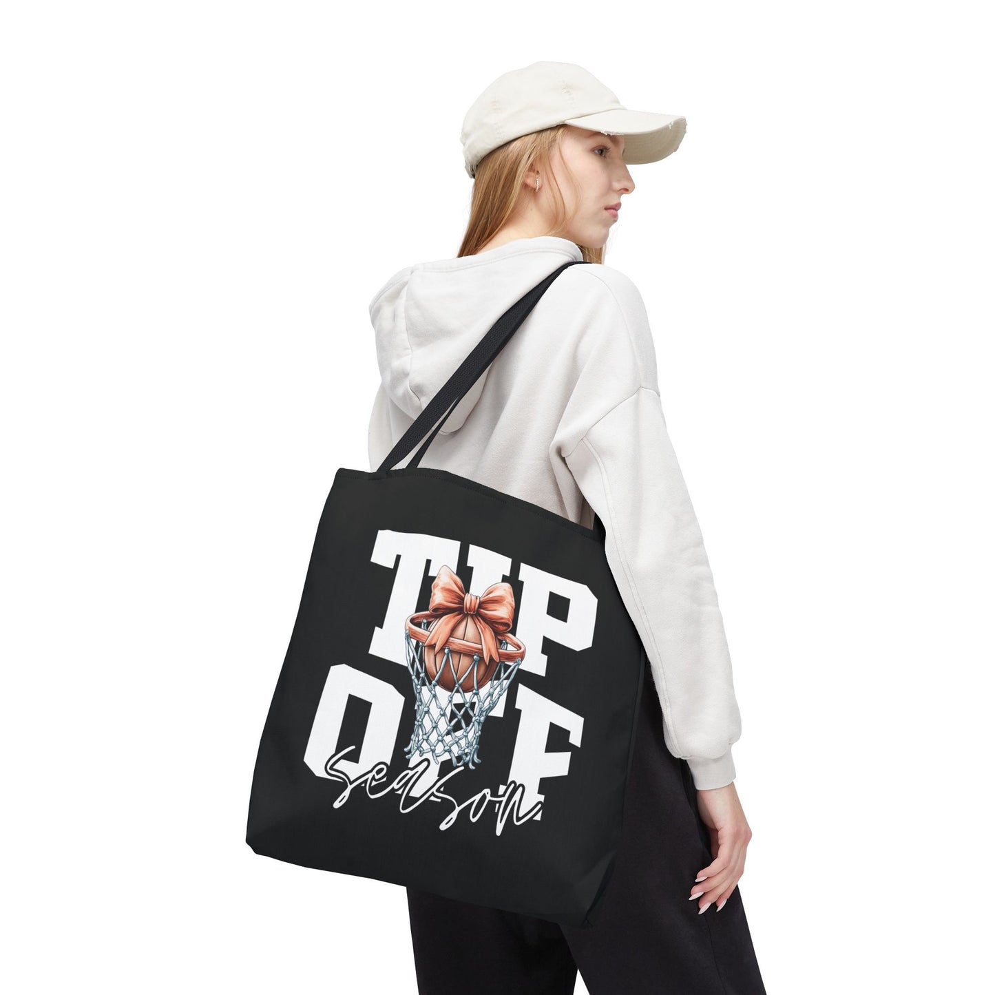 Tip-Off Season Vintage Basketball Tote Bag – Retro Coquette Bow Style
