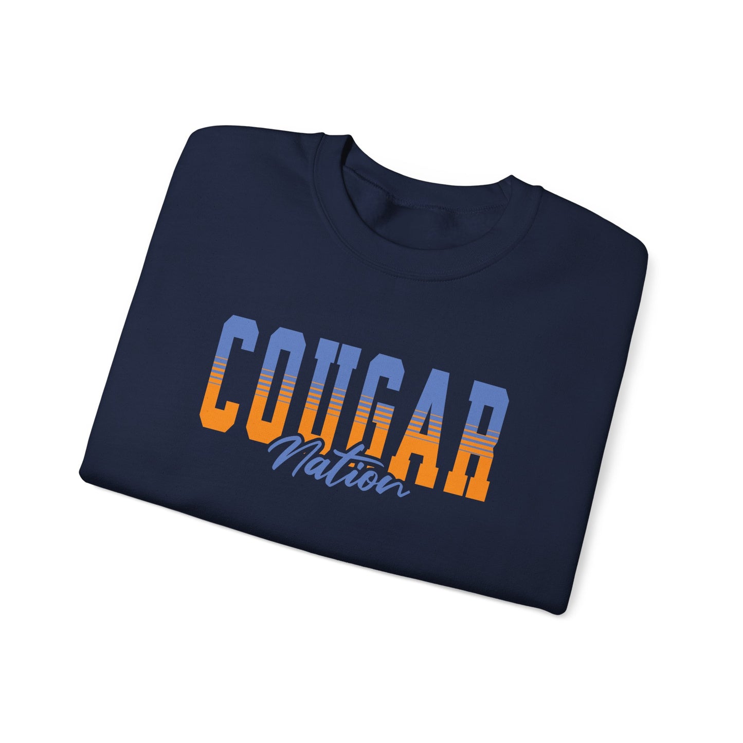 Personalized Team Mascot Nation Sweatshirt– Custom School Colors & Collegiate Stripes | Gildan Crewneck