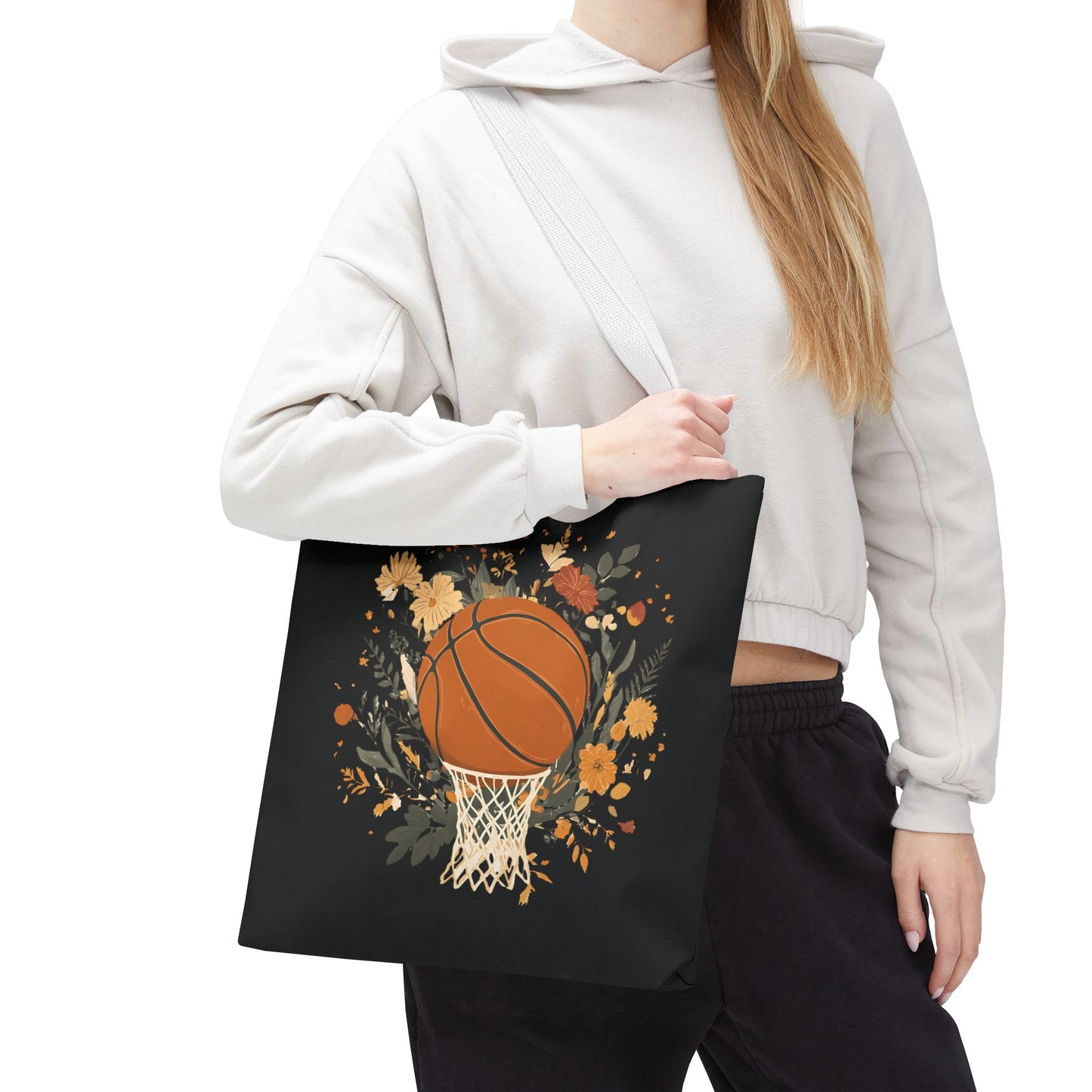 Vintage Floral Basketball Tote Bag – Retro Botanical Sports Tote