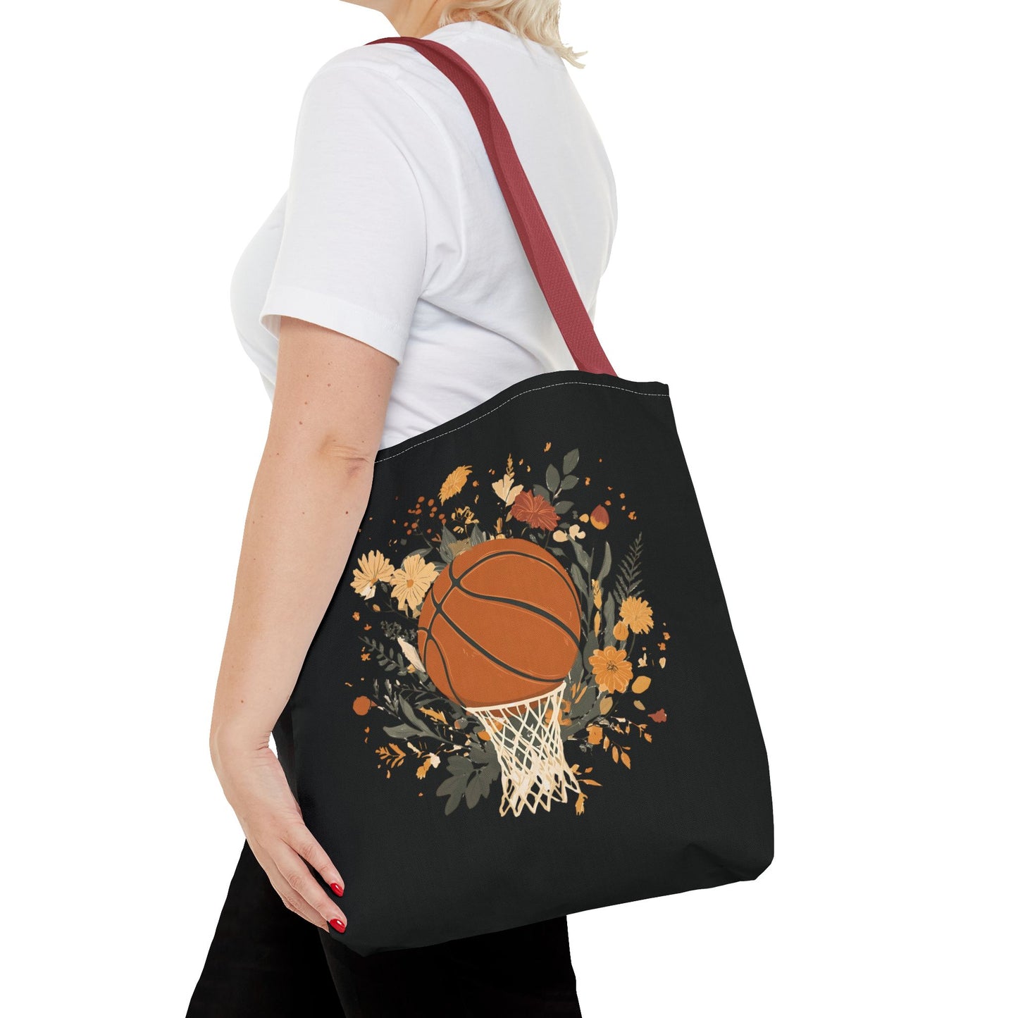 Vintage Floral Basketball Tote Bag – Retro Botanical Sports Tote