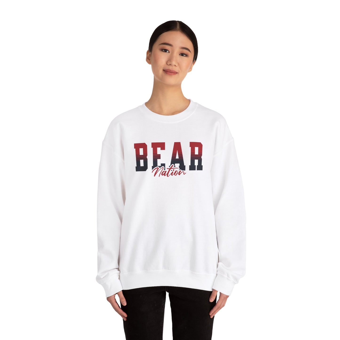 Personalized Team Mascot Nation Sweatshirt– Custom School Colors & Collegiate Stripes | Gildan Crewneck
