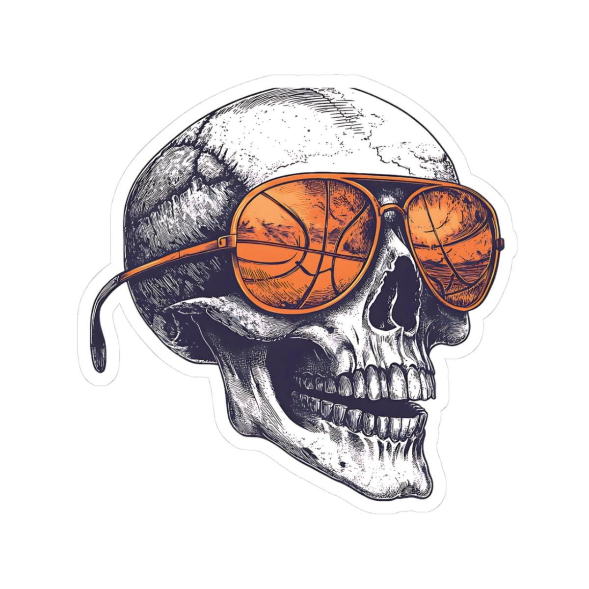 Cool Skull Basketball Kiss-Cut Stickers - Perfect for Sports Fans & Decor