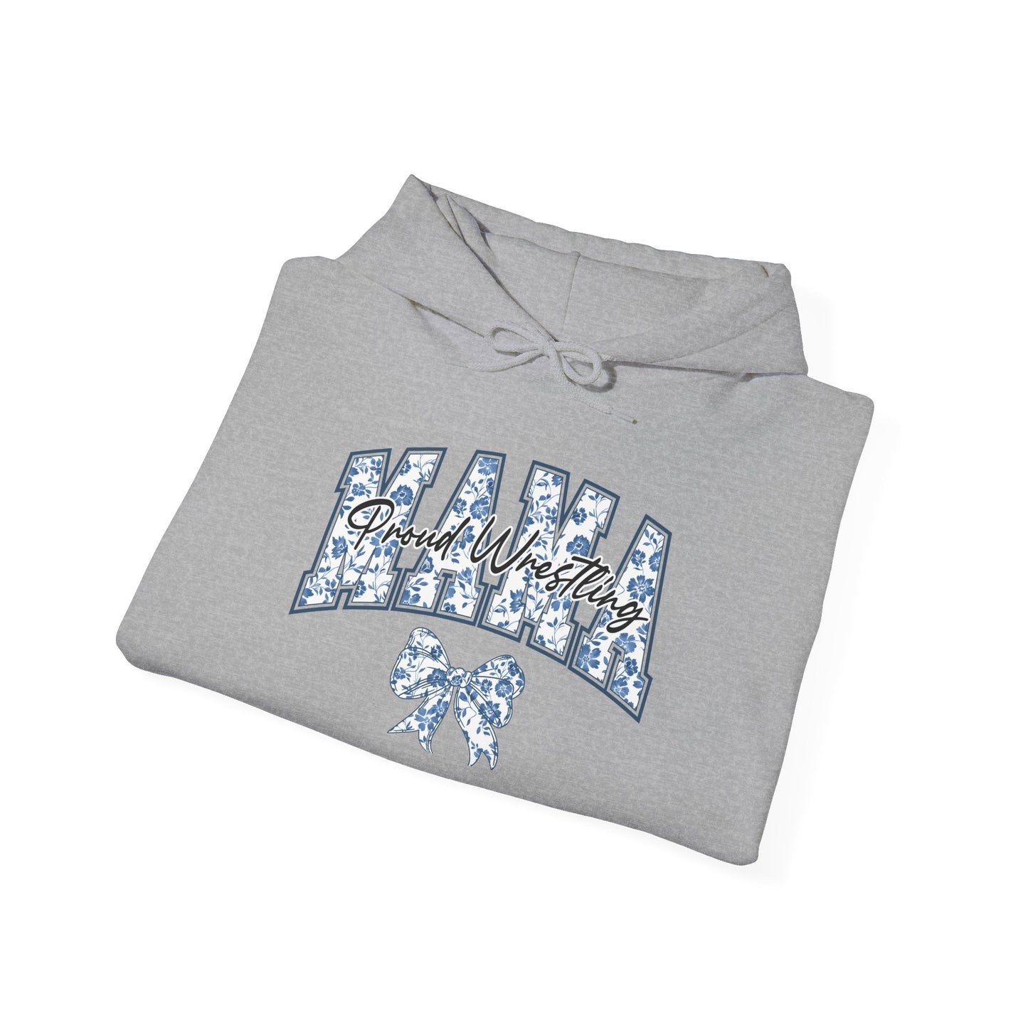 Personalized Proud Wrestling Mom Hoodie – Blue Coquette Floral Design