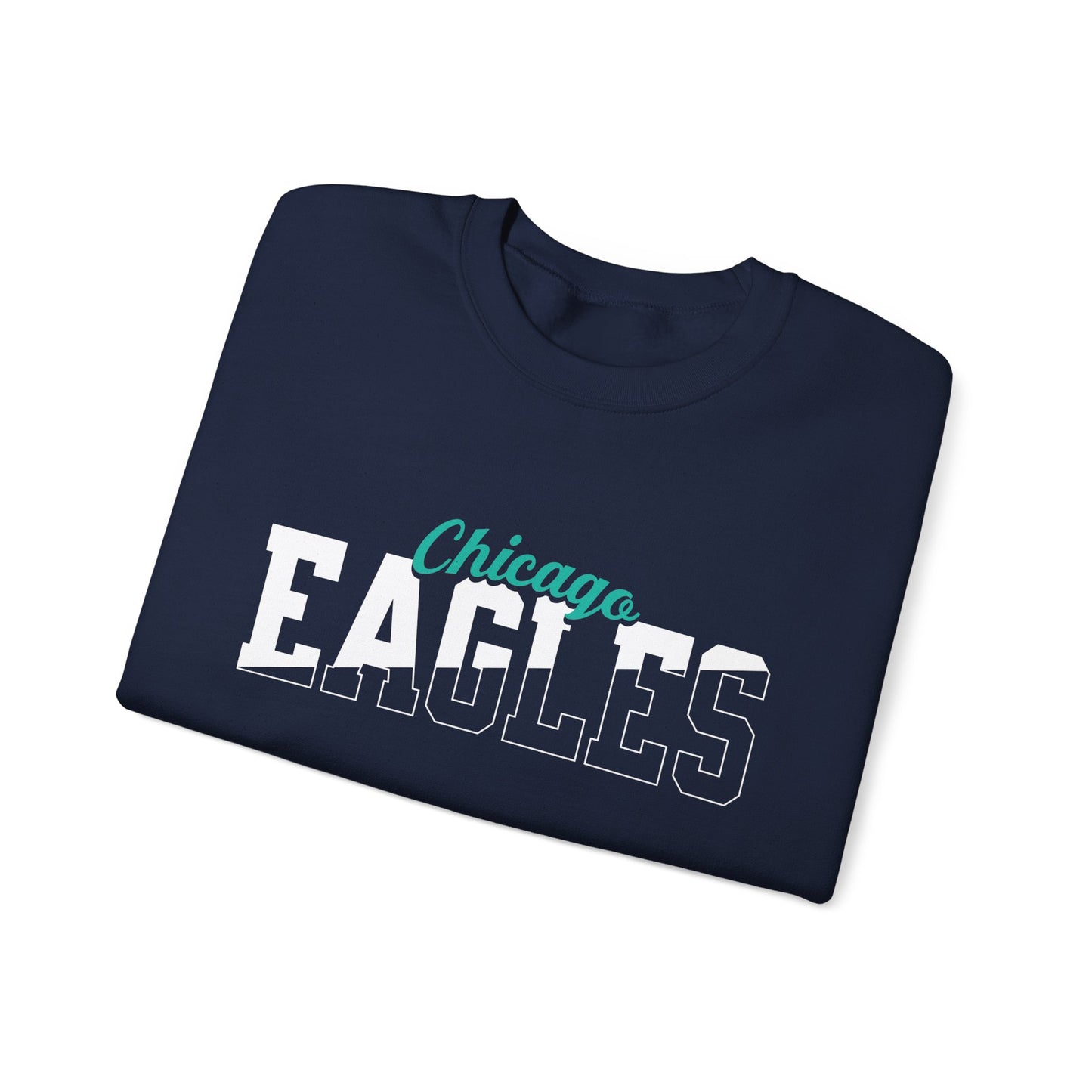 Custom Team Mascot Crewneck Sweatshirt – Personalized School Colors & Half-Solid, Half-Outline Text