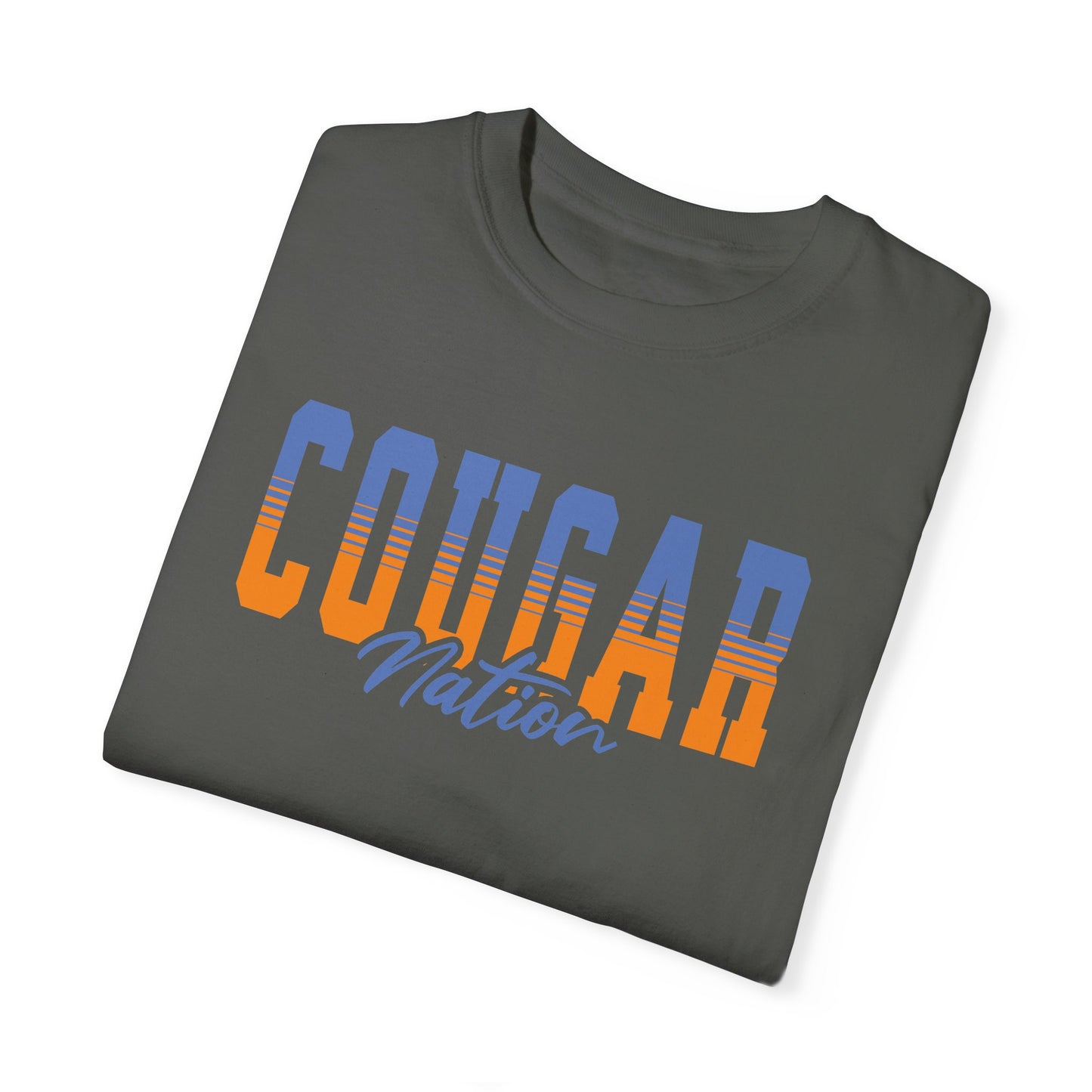 Personalized Team Mascot Nation T-Shirt – Custom School Colors & Collegiate Stripes | Comfort Colors Tee