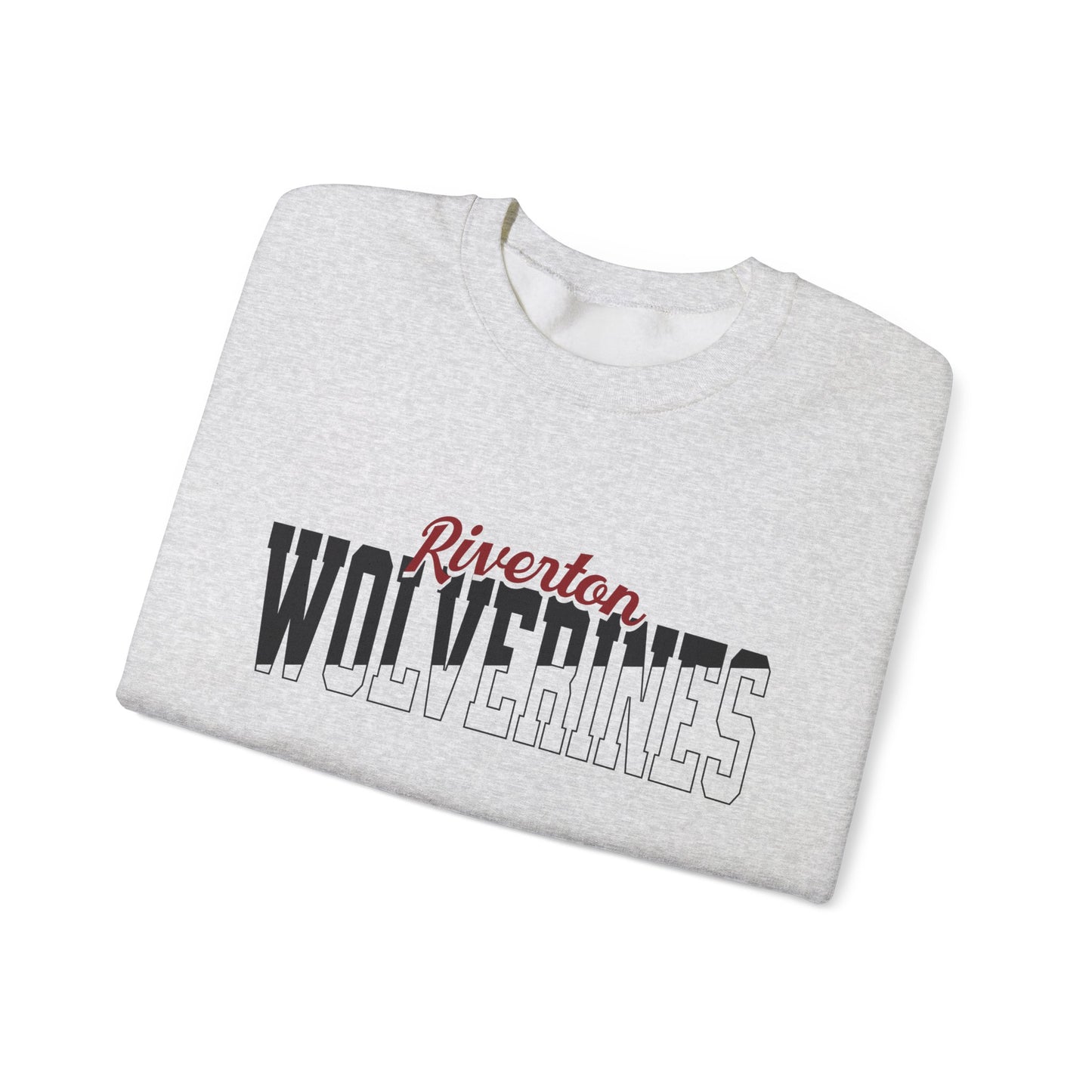 Custom Team Mascot Crewneck Sweatshirt – Personalized School Colors & Half-Solid, Half-Outline Text