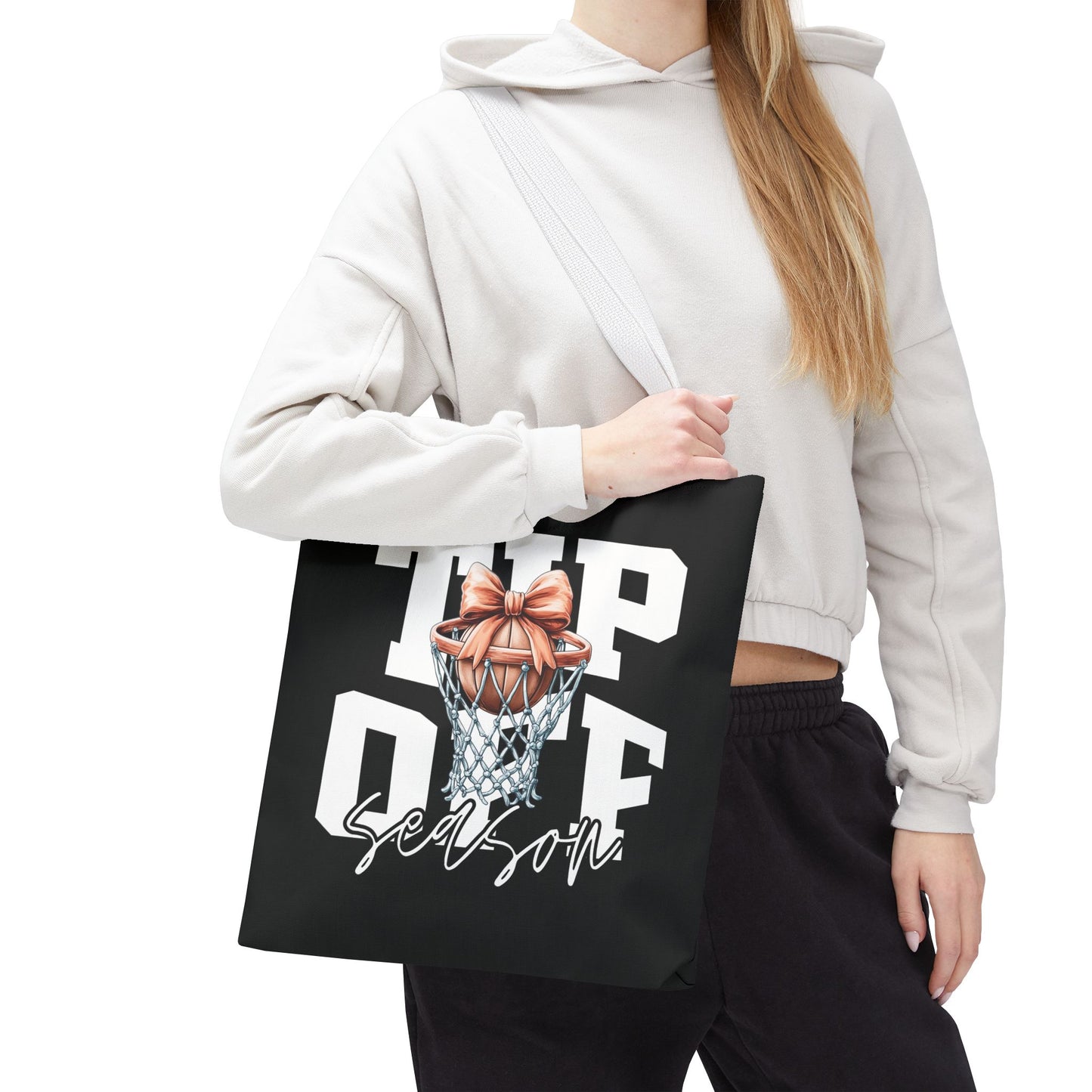 Tip-Off Season Vintage Basketball Tote Bag – Retro Coquette Bow Style