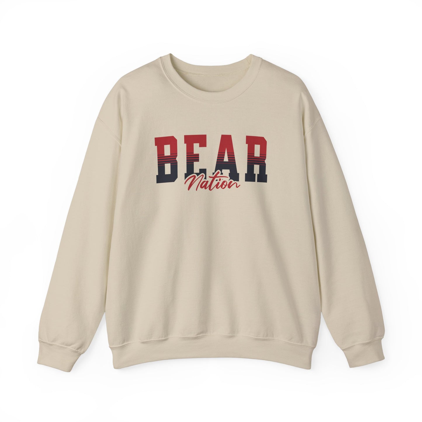 Personalized Team Mascot Nation Sweatshirt– Custom School Colors & Collegiate Stripes | Gildan Crewneck