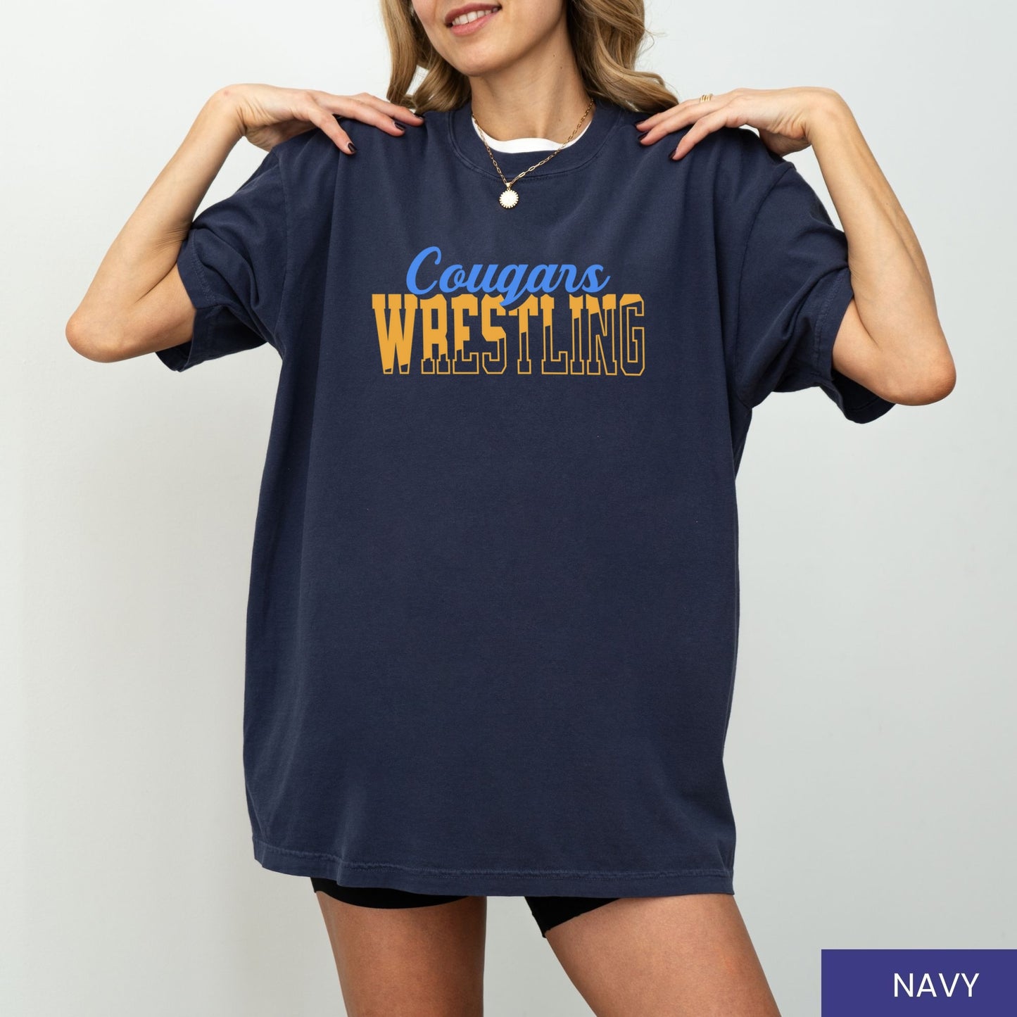 Custom Wrestling Team Mascot T-Shirt – Personalized School Name & Colors