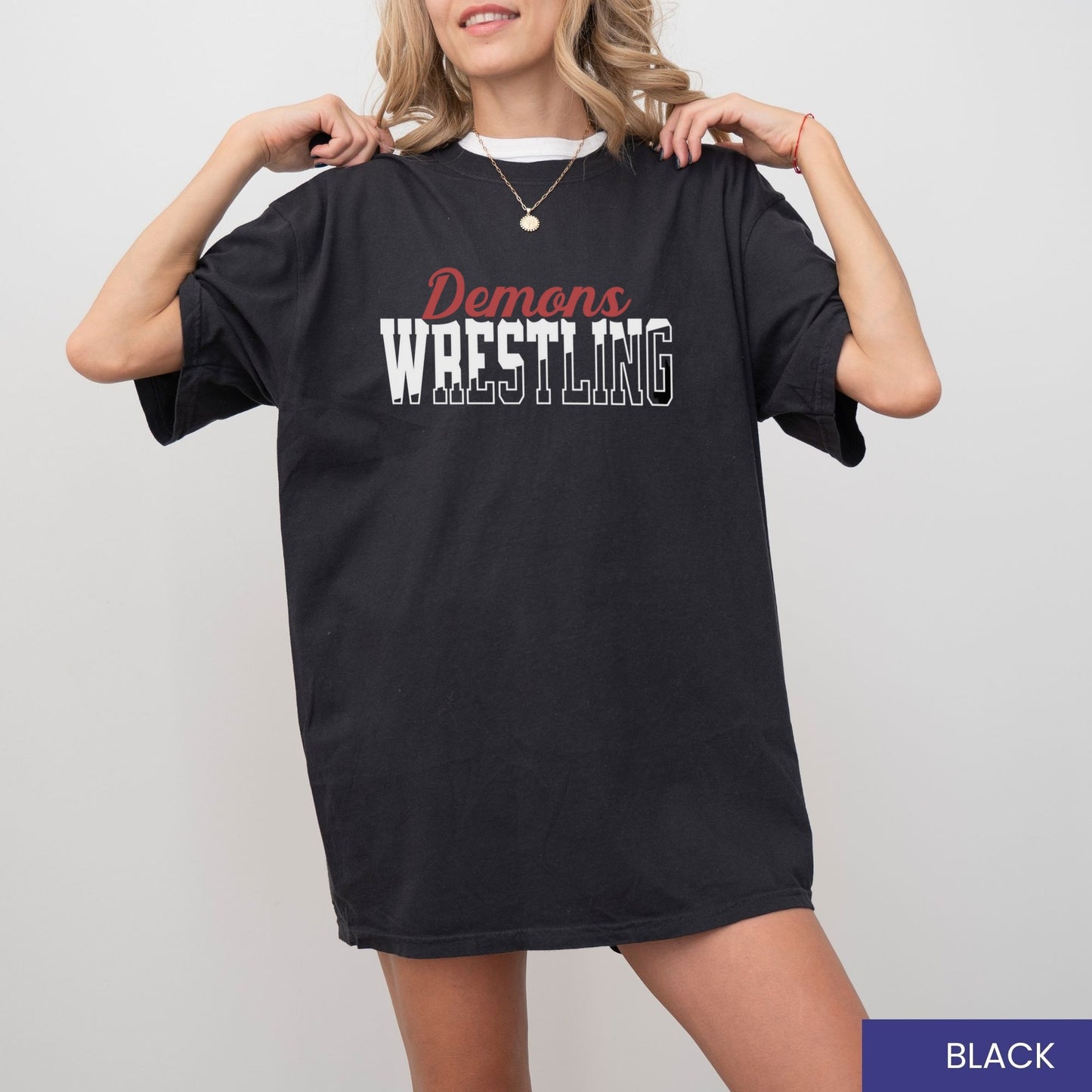Custom Wrestling Team Mascot T-Shirt – Personalized School Name & Colors