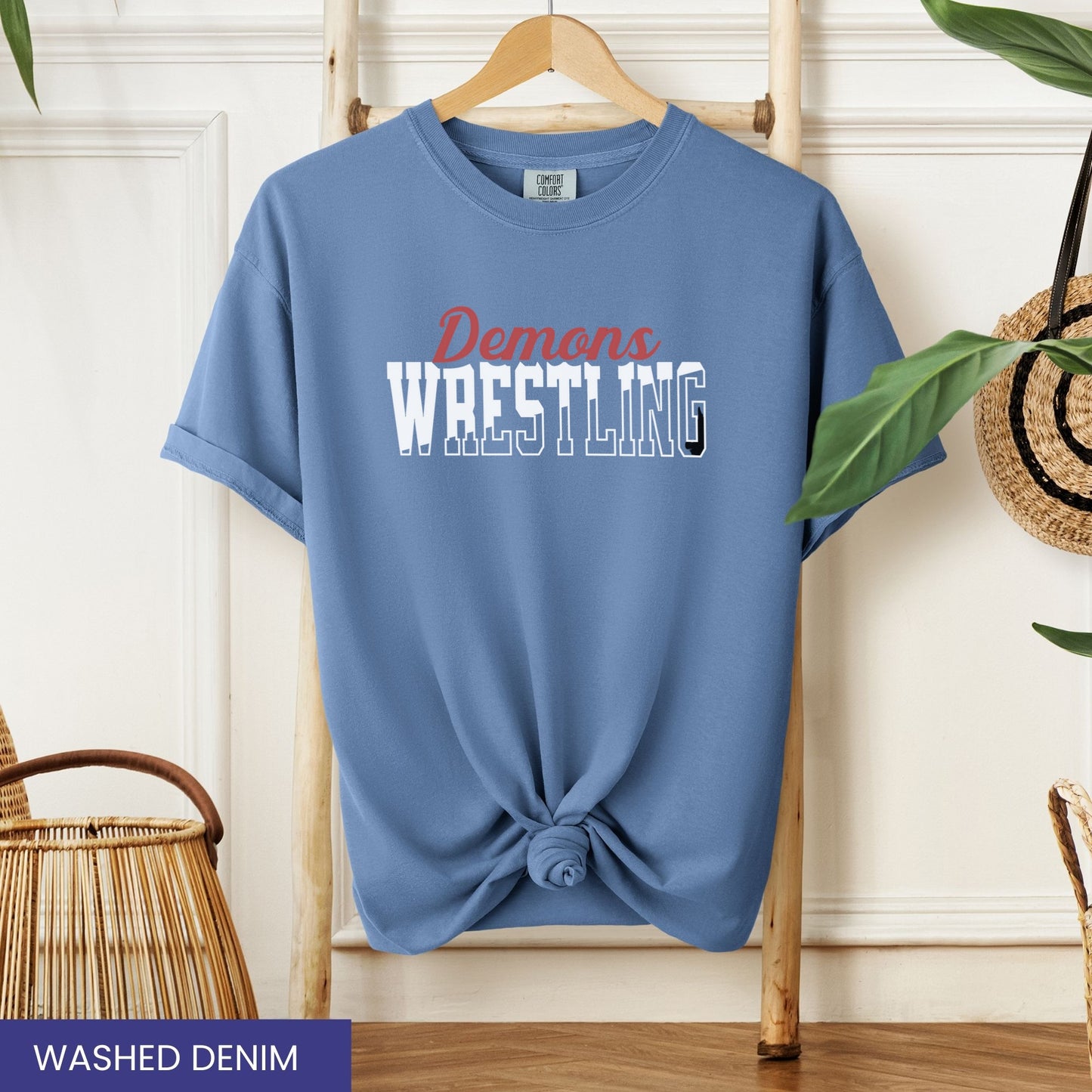 Custom Wrestling Team Mascot T-Shirt – Personalized School Name & Colors
