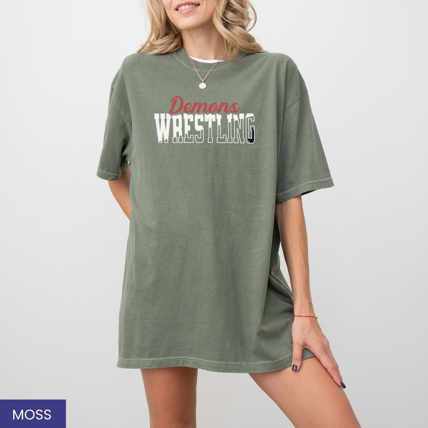 Custom Wrestling Team Mascot T-Shirt – Personalized School Name & Colors