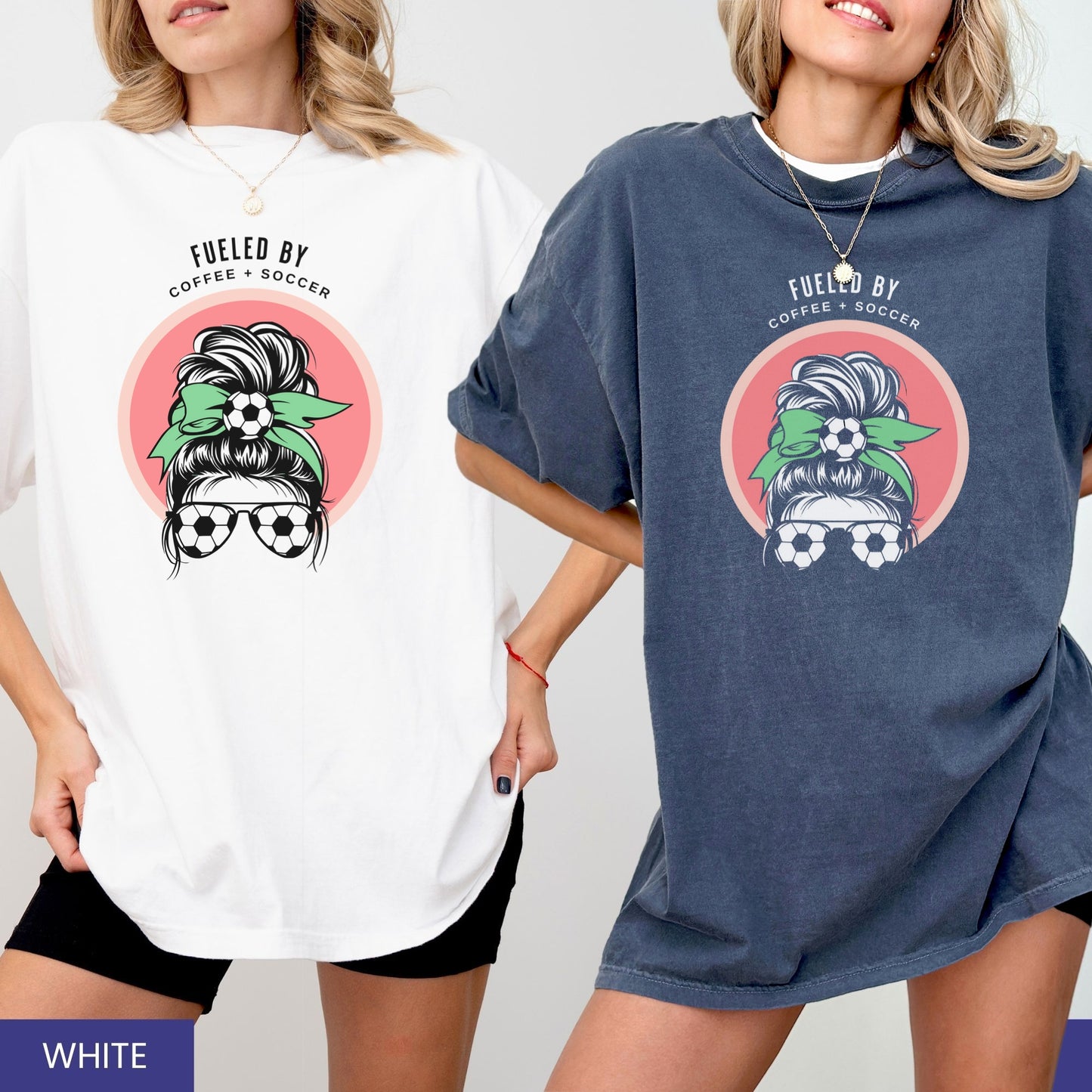 Fueled by Coffee & Soccer T-Shirt – Game Day & Coffee Lover Shirt with Custom Bow Color