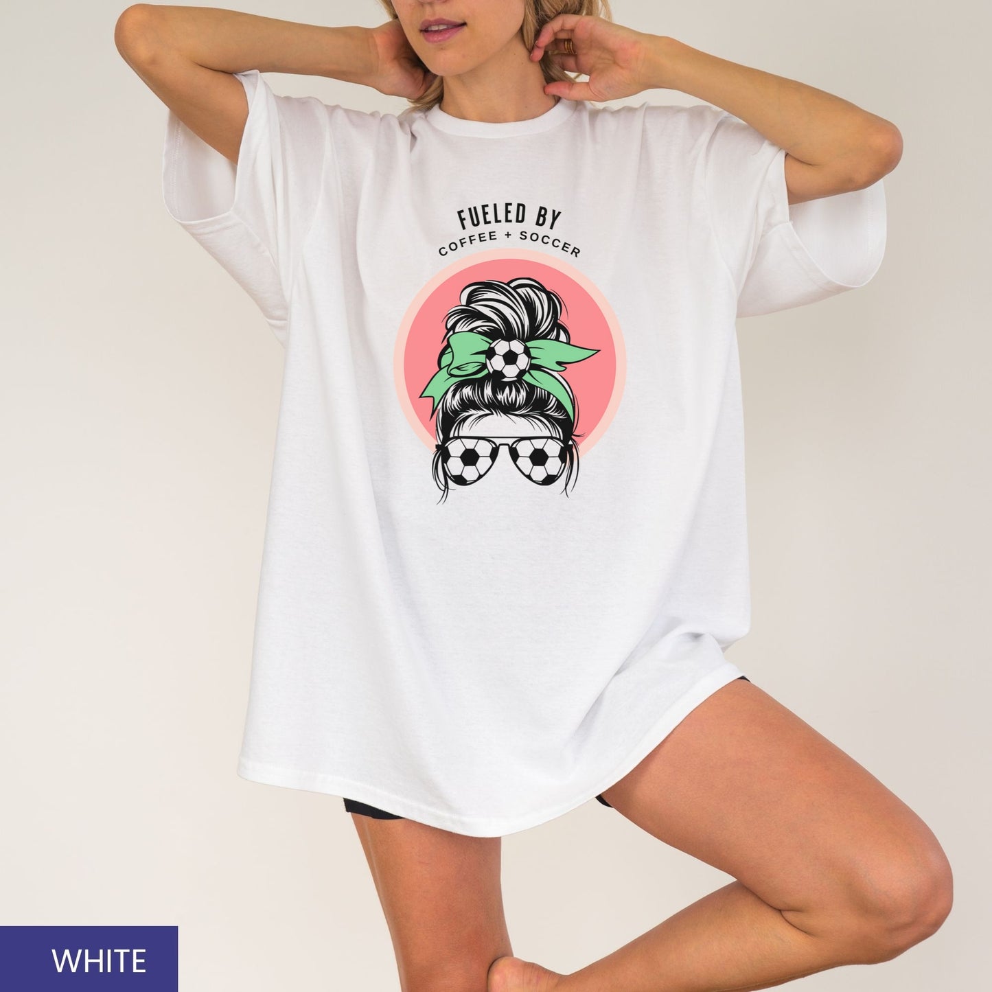 Fueled by Coffee & Soccer T-Shirt – Game Day & Coffee Lover Shirt with Custom Bow Color