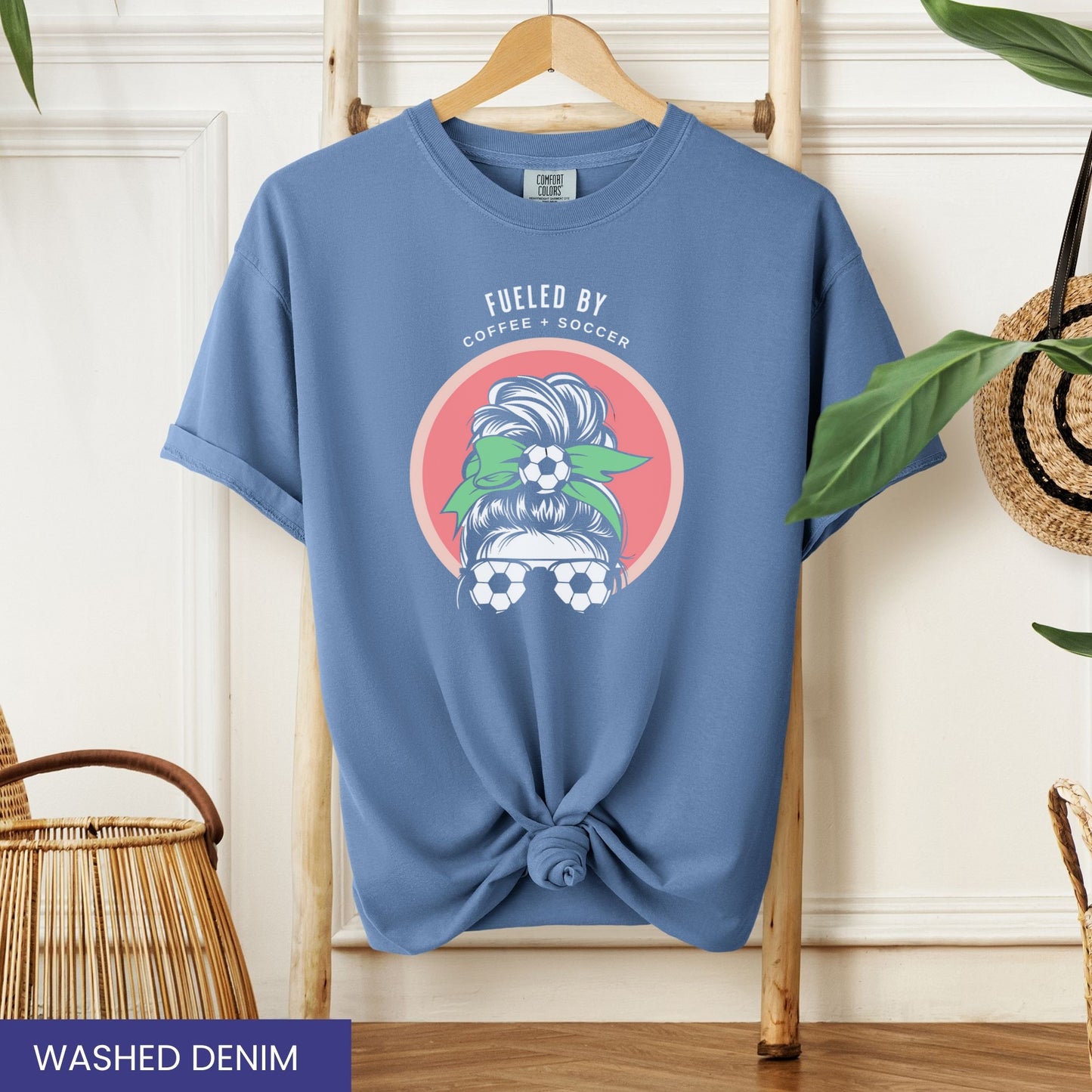 Fueled by Coffee & Soccer T-Shirt – Game Day & Coffee Lover Shirt with Custom Bow Color