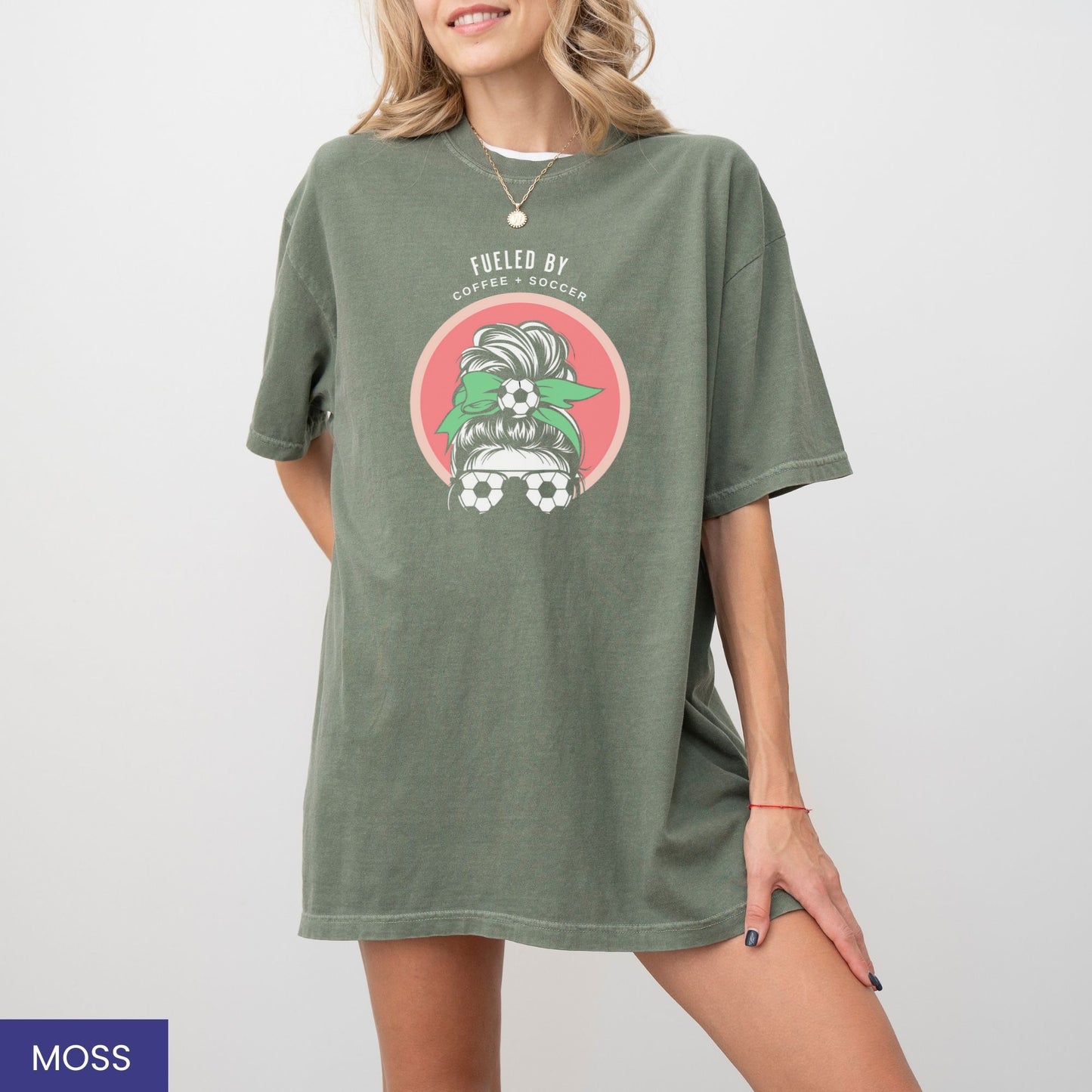 Fueled by Coffee & Soccer T-Shirt – Game Day & Coffee Lover Shirt with Custom Bow Color
