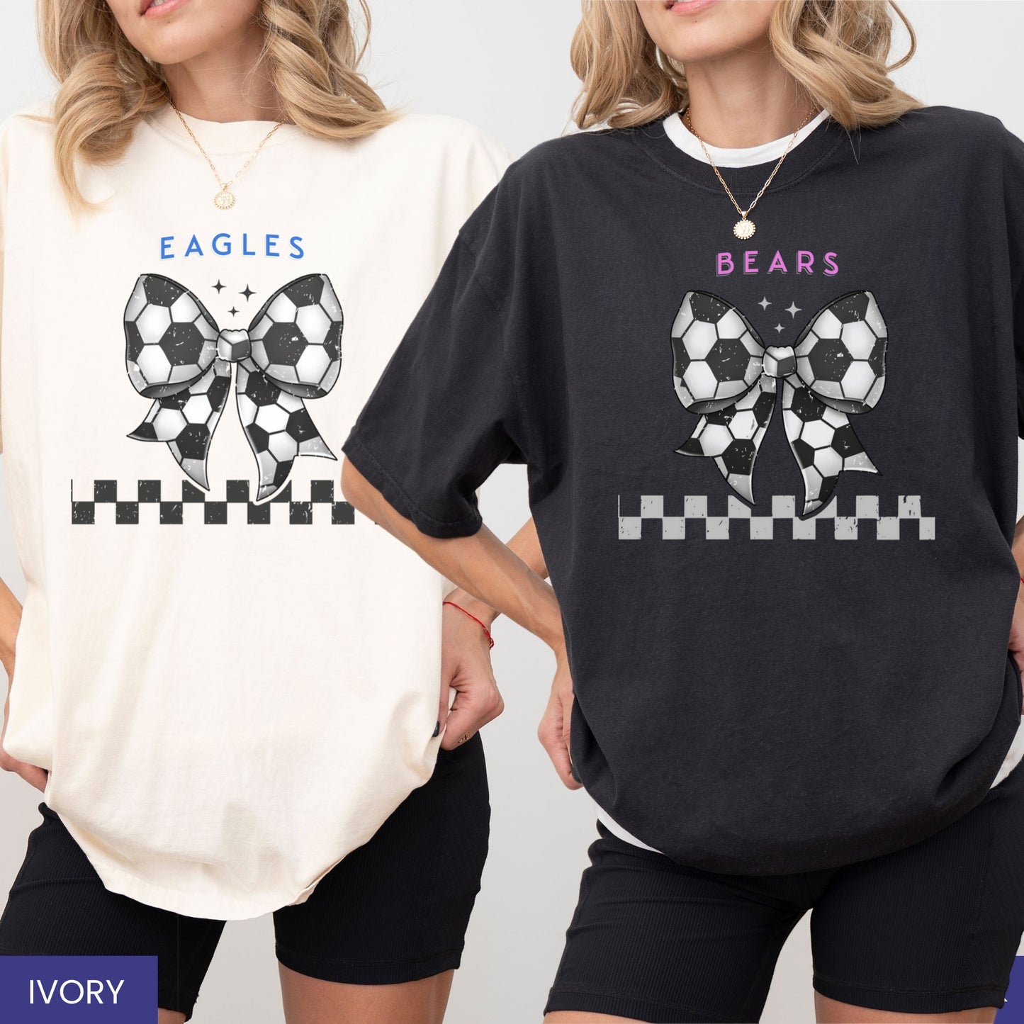 Personalized Coquette Soccer Bow T-Shirt – Custom Team Mascot & Colors – Cute Soccer Tee for Players & Fans
