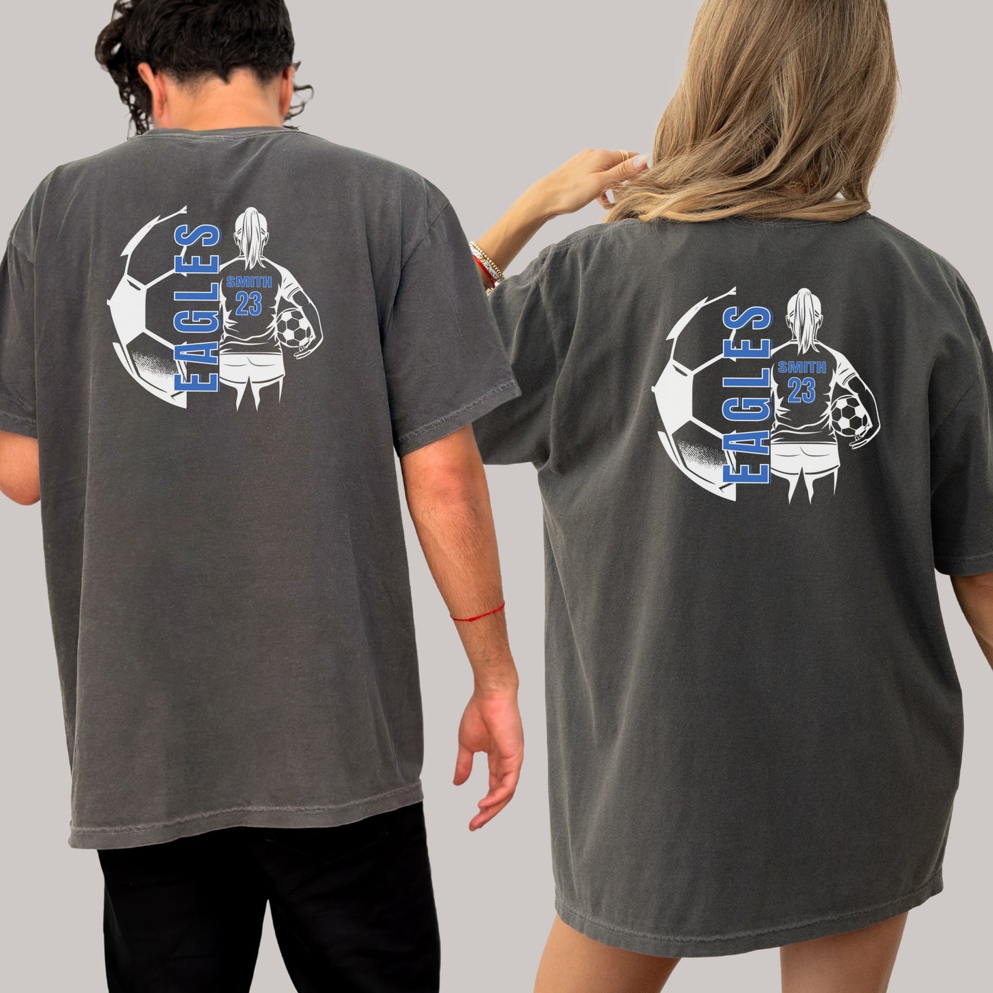Personalized Girl's Soccer T-Shirt – Custom Team Mascot, Name, Number & School Colors – Game Day Shirt for Players & Fans