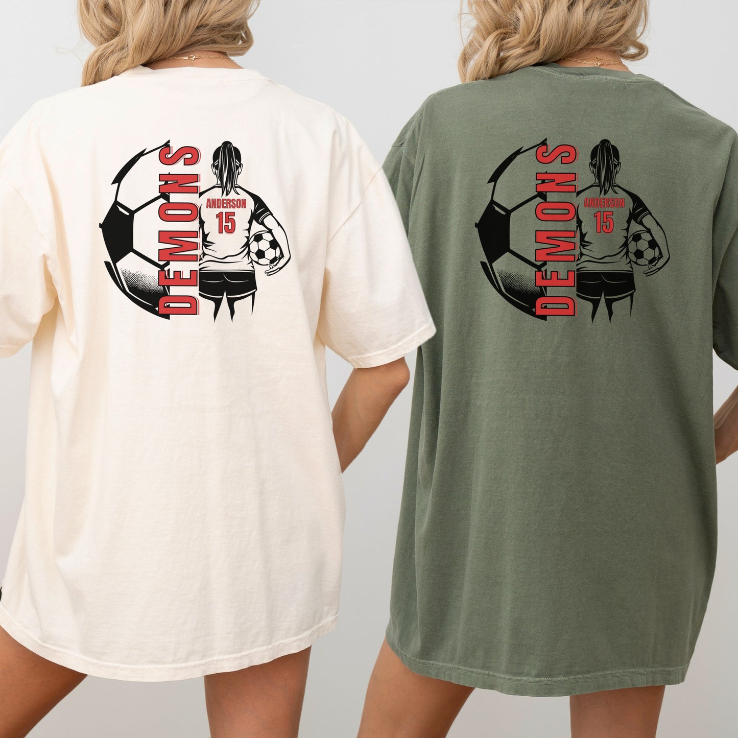Personalized Girl's Soccer T-Shirt – Custom Team Mascot, Name, Number & School Colors – Game Day Shirt for Players & Fans
