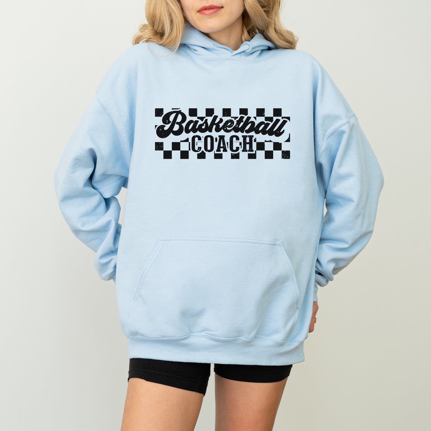 Personalized Retro Basketball Hoodie – Sweatshirt with Checkered Background