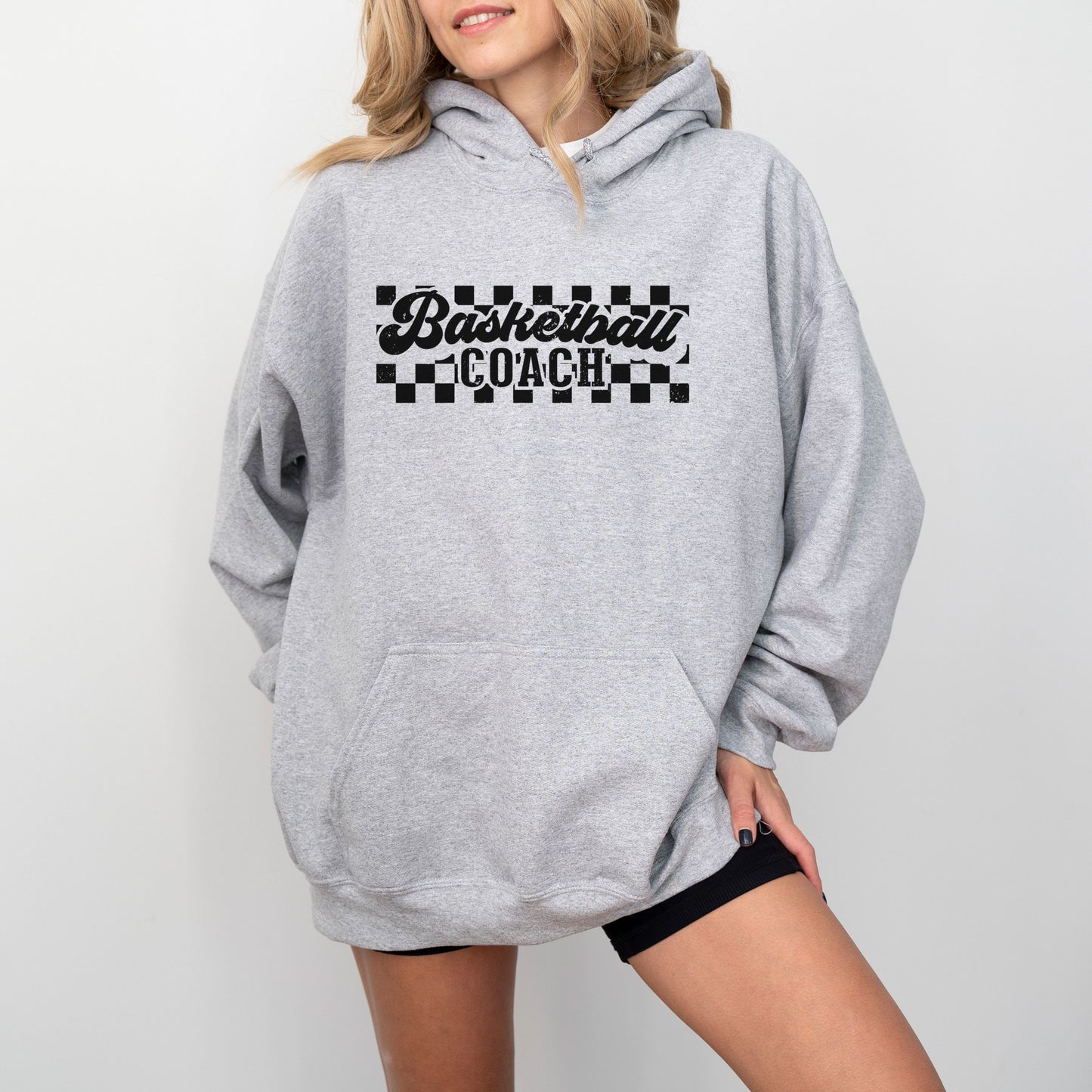 Personalized Retro Basketball Hoodie – Sweatshirt with Checkered Background