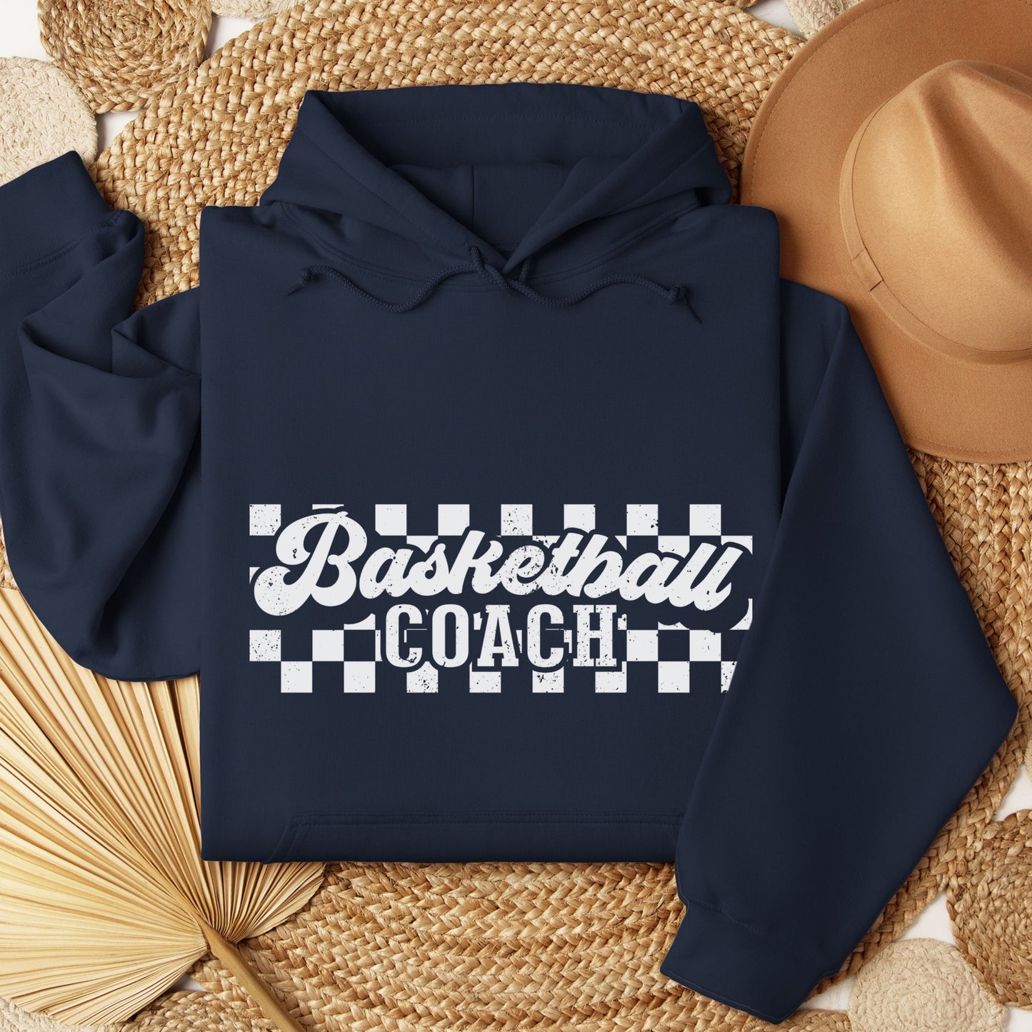 Personalized Retro Basketball Hoodie – Sweatshirt with Checkered Background