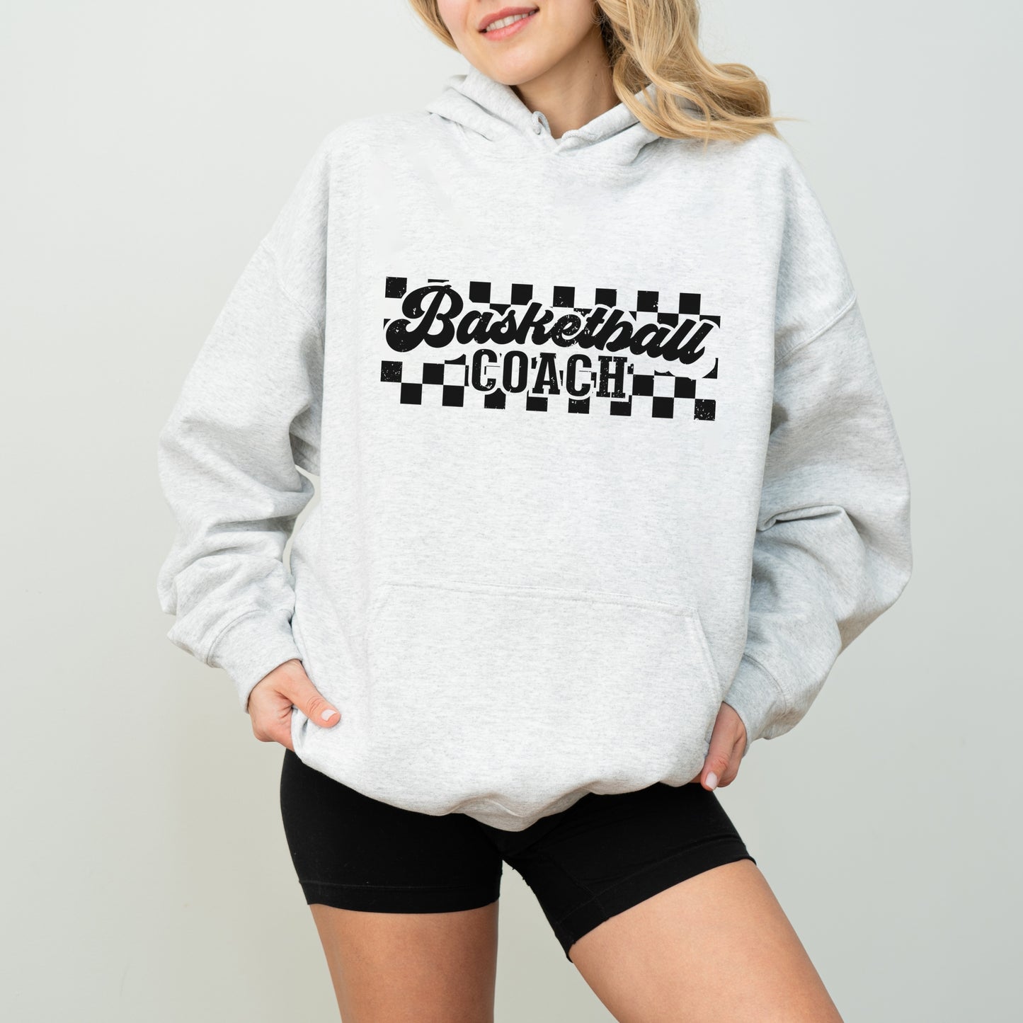 Personalized Retro Basketball Hoodie – Sweatshirt with Checkered Background