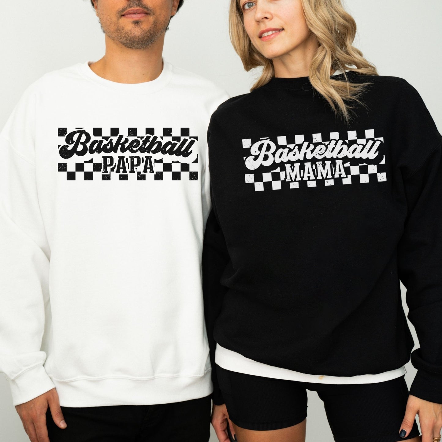Personalized Retro Basketball Crewneck Sweatshirt – Vintage Checkered Design