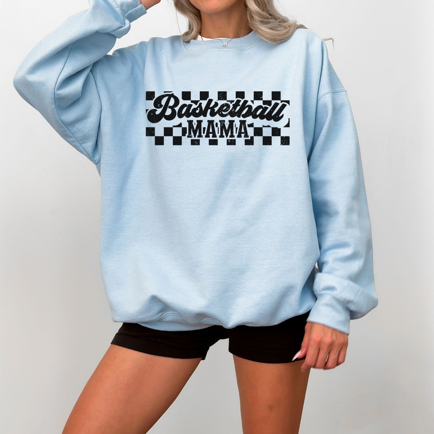 Personalized Retro Basketball Crewneck Sweatshirt – Vintage Checkered Design