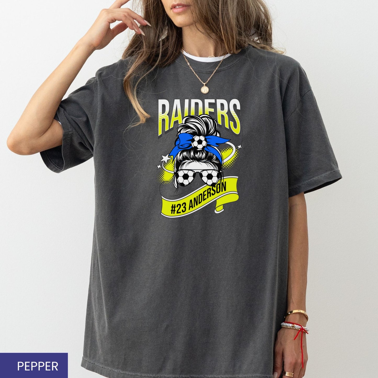 Personalized Retro Soccer Mom T-Shirt – Custom Team Mascot, Colors & Player Name/Number