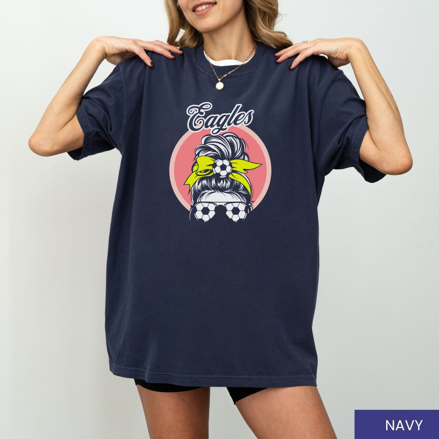 Personalized Retro Soccer Mom T-Shirt – Custom Team Mascot & Bow Colors