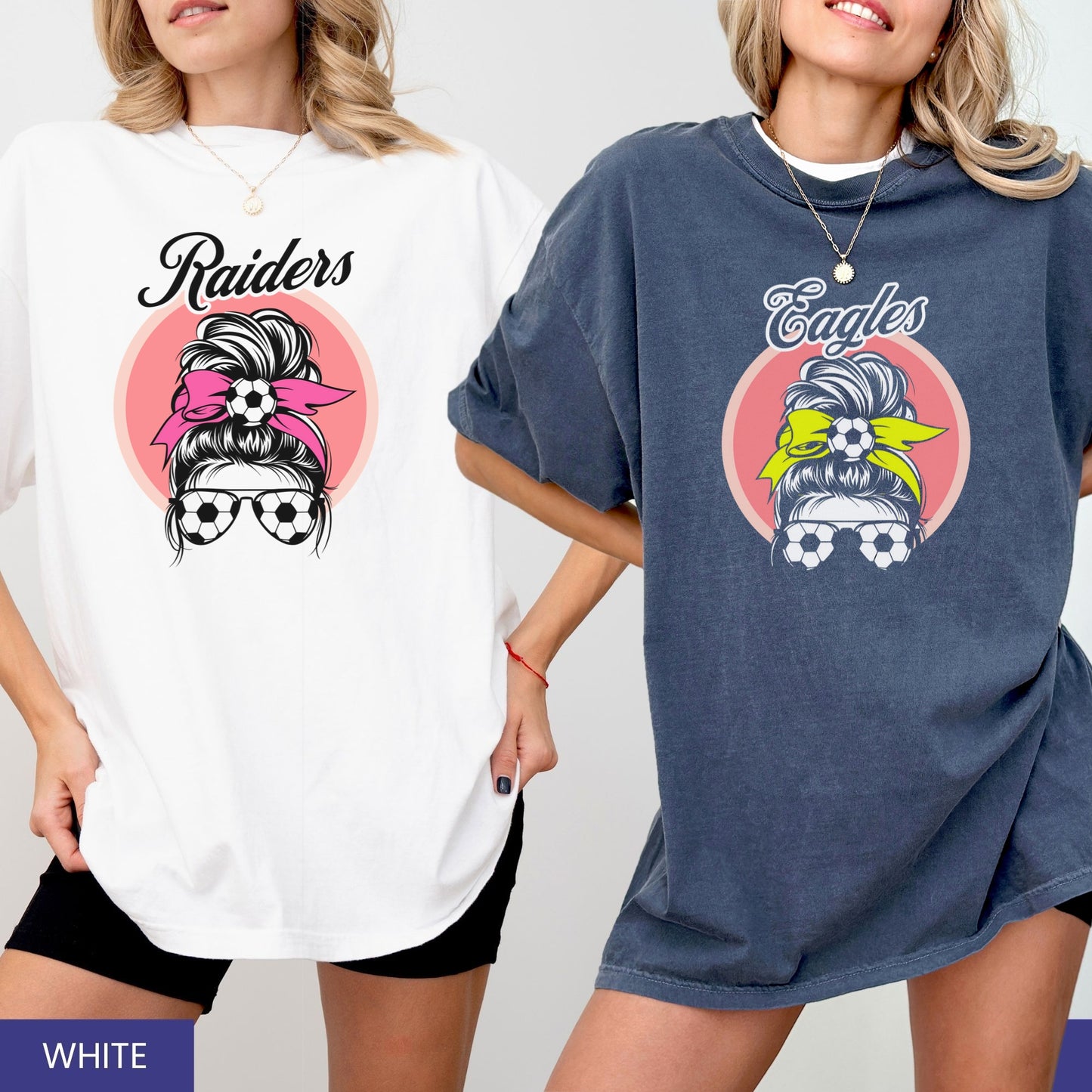 Personalized Retro Soccer Mom T-Shirt – Custom Team Mascot & Bow Colors