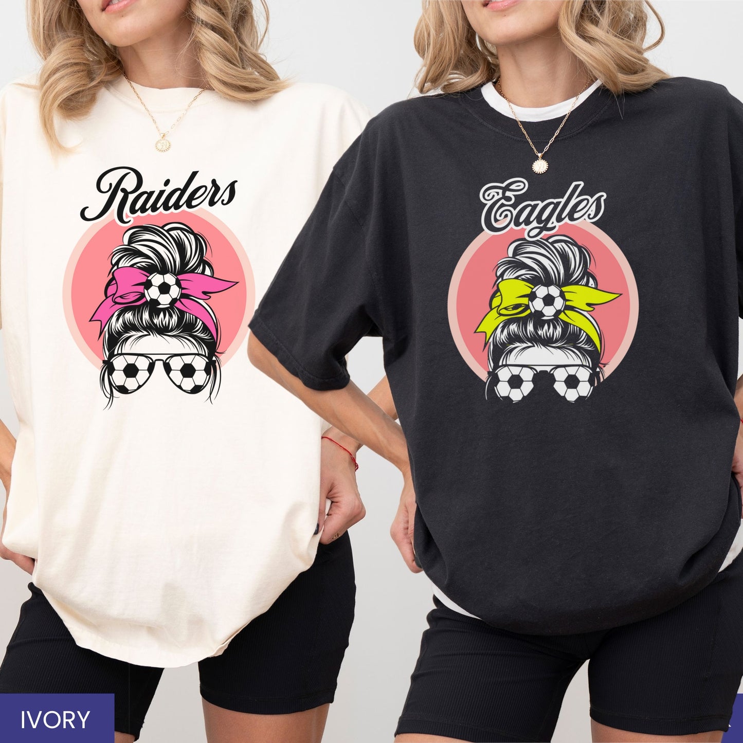 Personalized Retro Soccer Mom T-Shirt – Custom Team Mascot & Bow Colors