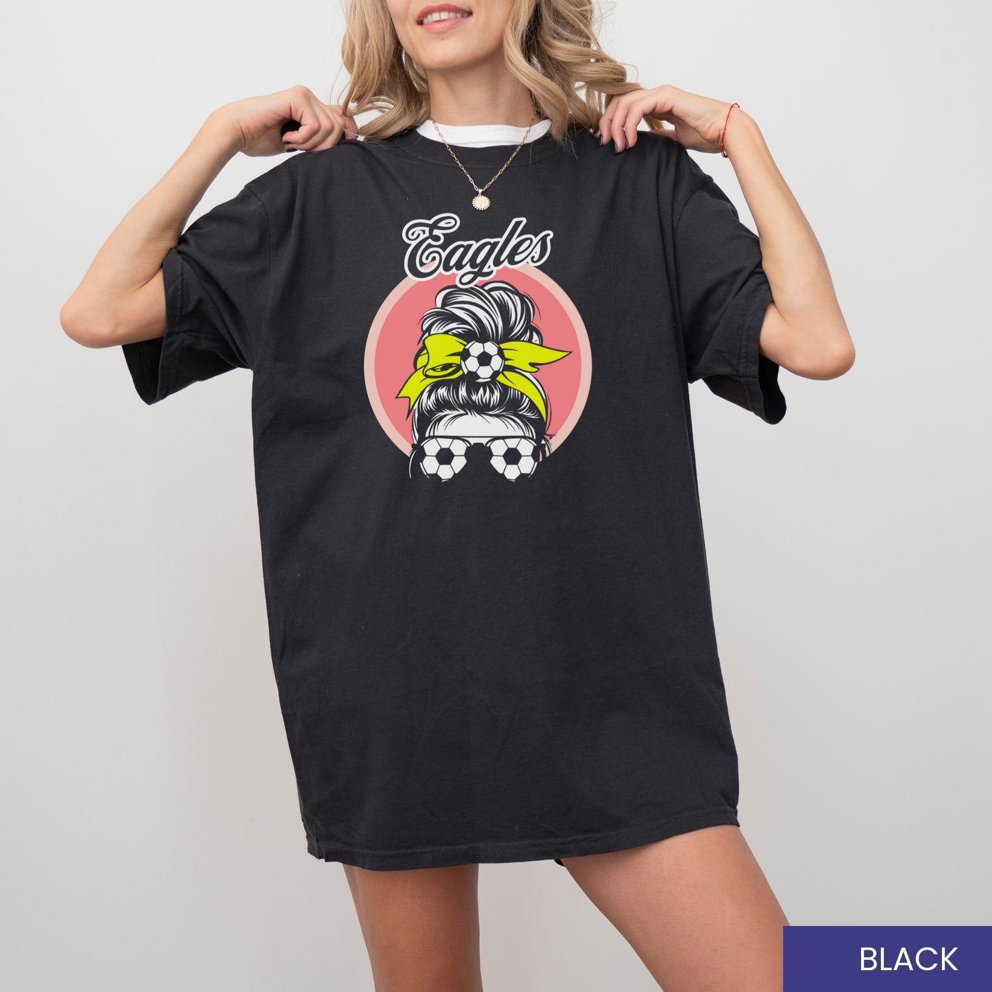 Personalized Retro Soccer Mom T-Shirt – Custom Team Mascot & Bow Colors