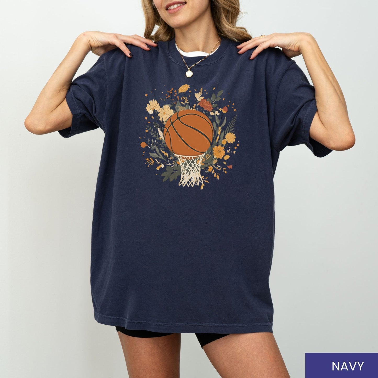 Vintage Floral Basketball T-Shirt – Retro Botanical Sports Tee