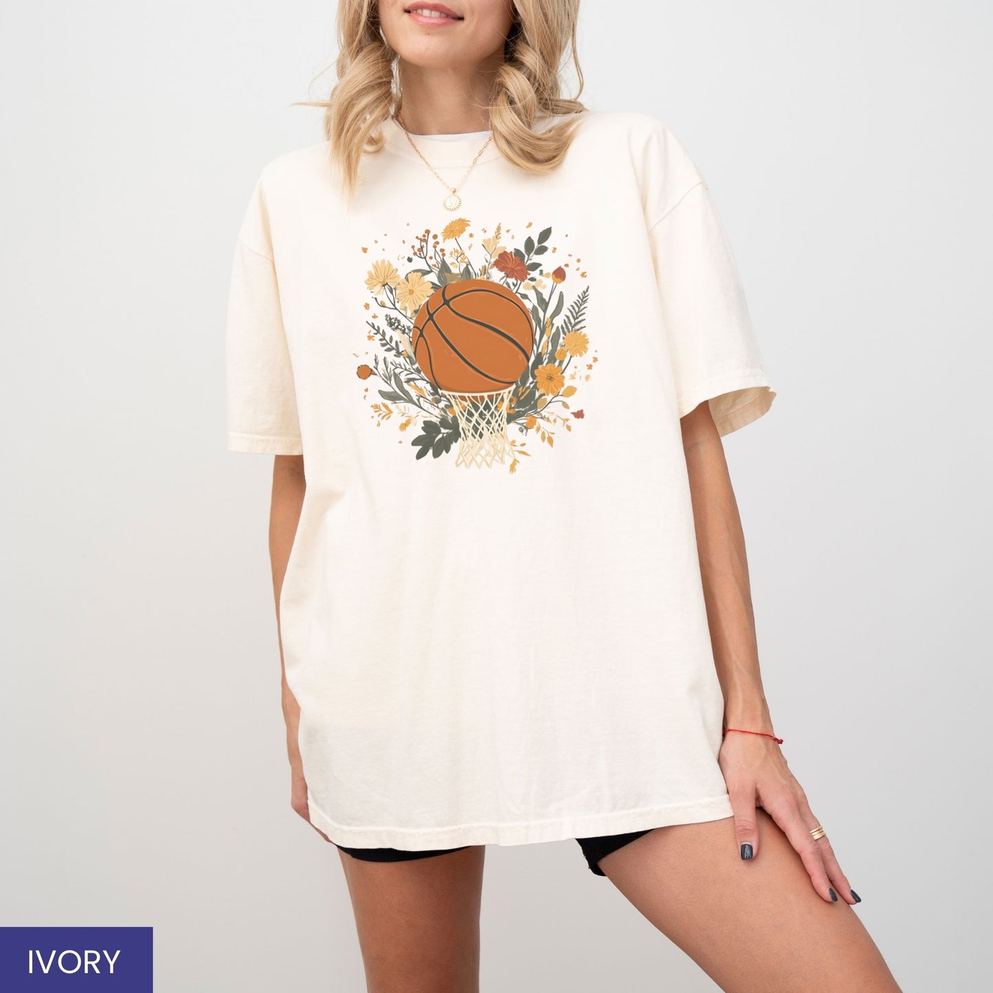 Vintage Floral Basketball T-Shirt – Retro Botanical Sports Tee