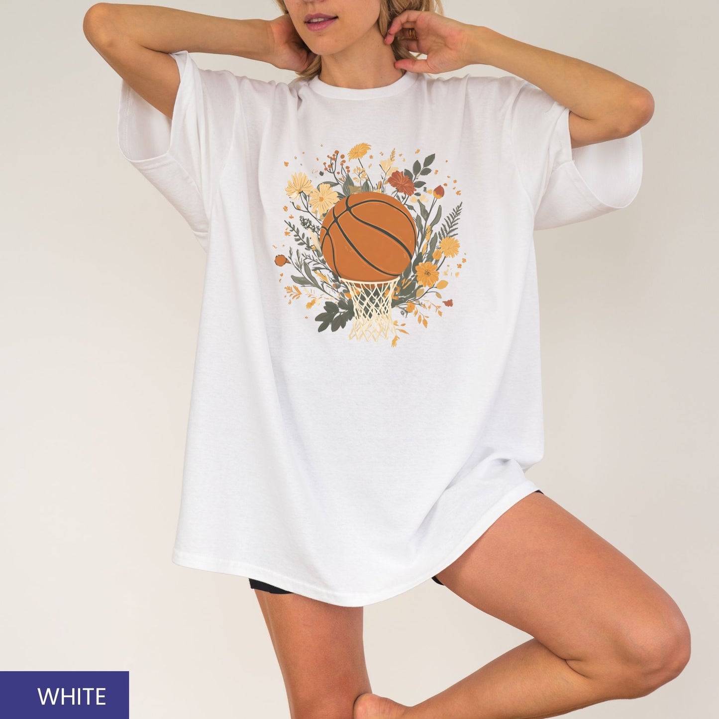 Vintage Floral Basketball T-Shirt – Retro Botanical Sports Tee