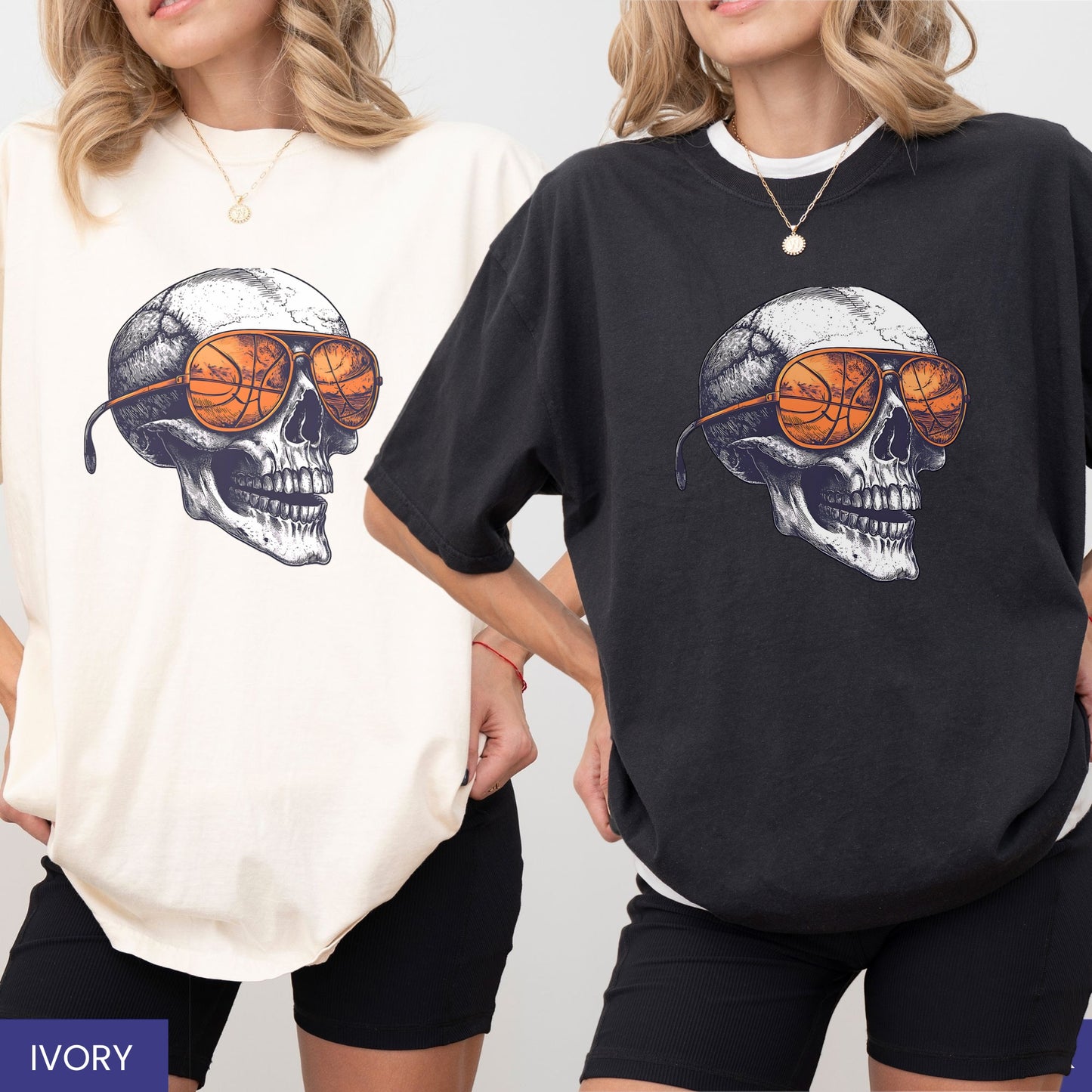 Retro Basketball Skull T-Shirt – Cool Vintage Grunge Basketball Tee