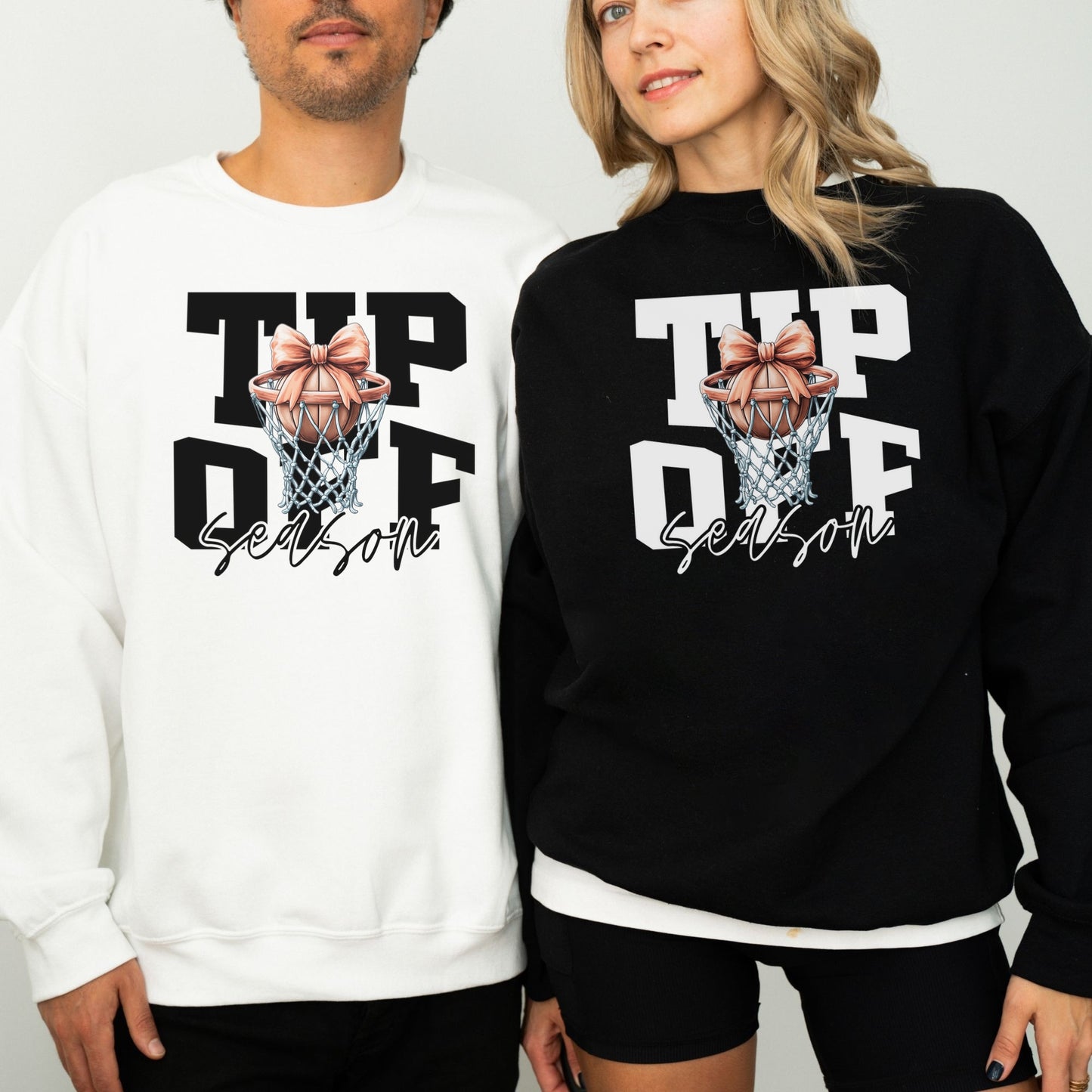 Tip-Off Season Vintage Basketball Crewneck Sweatshirt – Retro Coquette Bow Style
