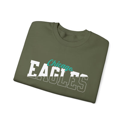 Custom Team Mascot Crewneck Sweatshirt – Personalized School Colors & Half-Solid, Half-Outline Text