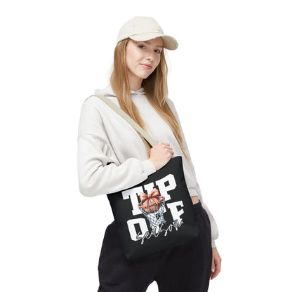 Tip-Off Season Vintage Basketball Tote Bag – Retro Coquette Bow Style