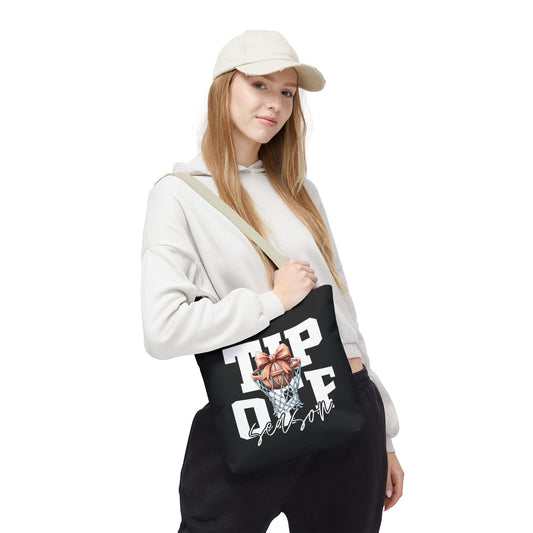 Tip-Off Season Vintage Basketball Tote Bag – Retro Coquette Bow Style