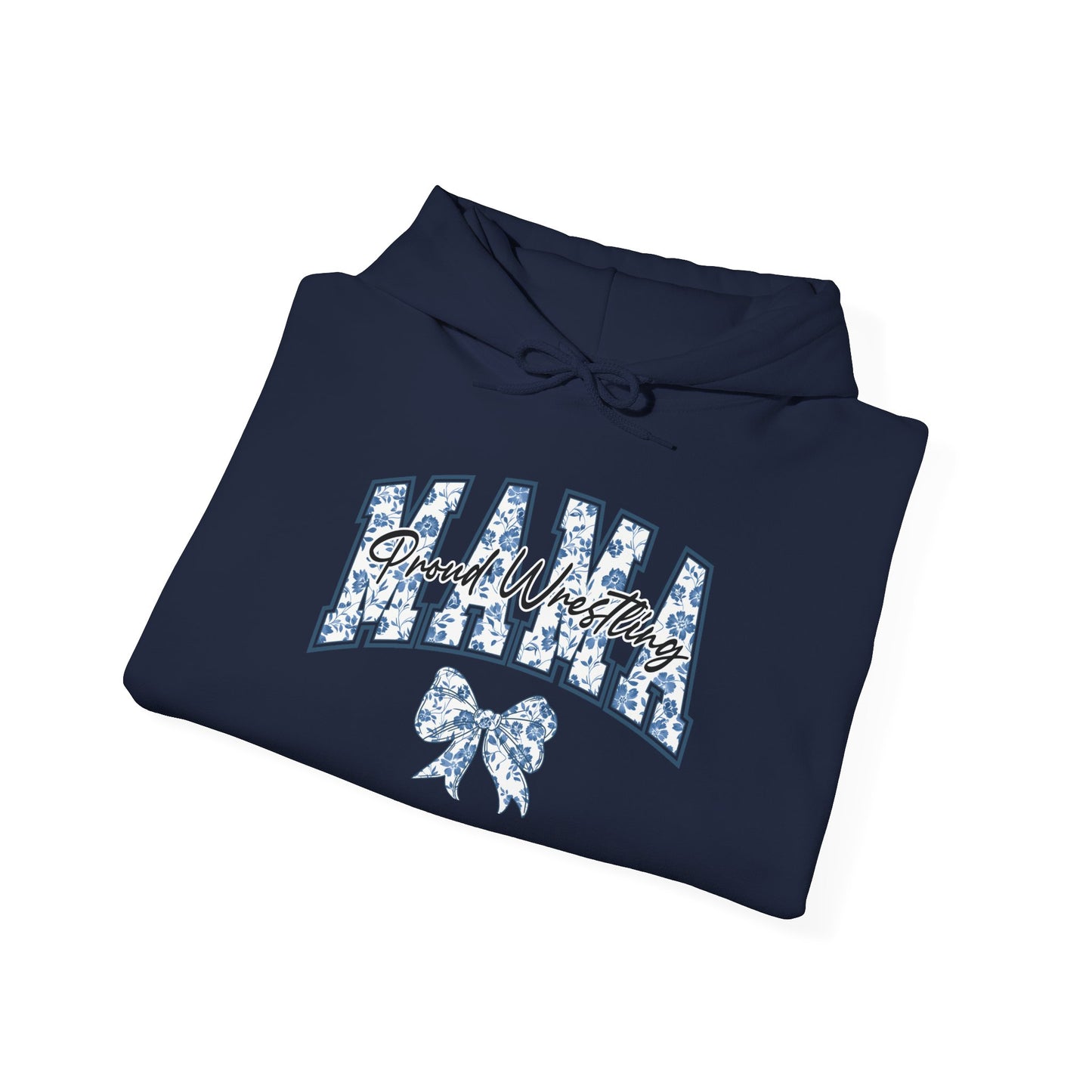 Personalized Proud Wrestling Mom Hoodie – Blue Coquette Floral Design