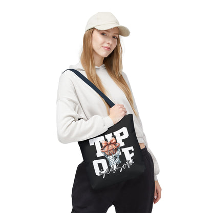 Tip-Off Season Vintage Basketball Tote Bag – Retro Coquette Bow Style