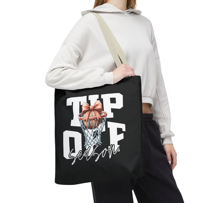 Tip-Off Season Vintage Basketball Tote Bag – Retro Coquette Bow Style