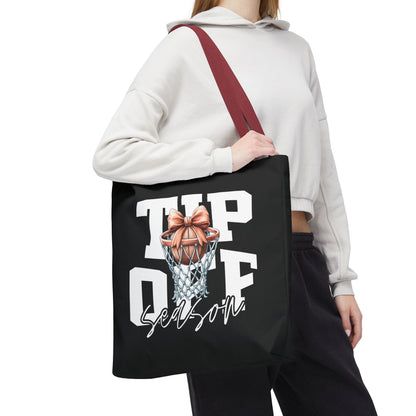 Tip-Off Season Vintage Basketball Tote Bag – Retro Coquette Bow Style