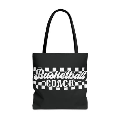 Retro Basketball Tote Bag – Personalized Checkered Basketball Coach, Mama, or Dad Bag