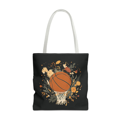 Vintage Floral Basketball Tote Bag – Retro Botanical Sports Tote
